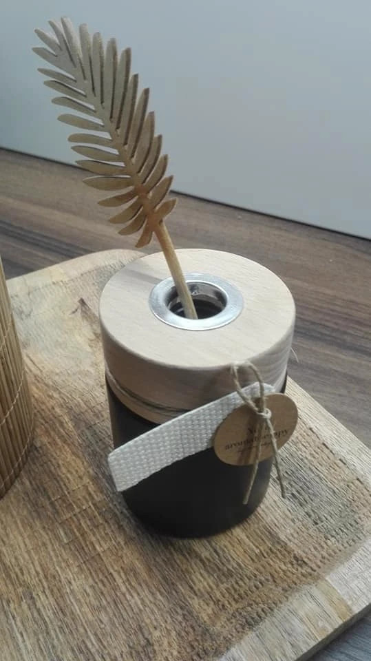 HOMLA Komplet łazienkowy bambus drewno taca odświeżacz miska