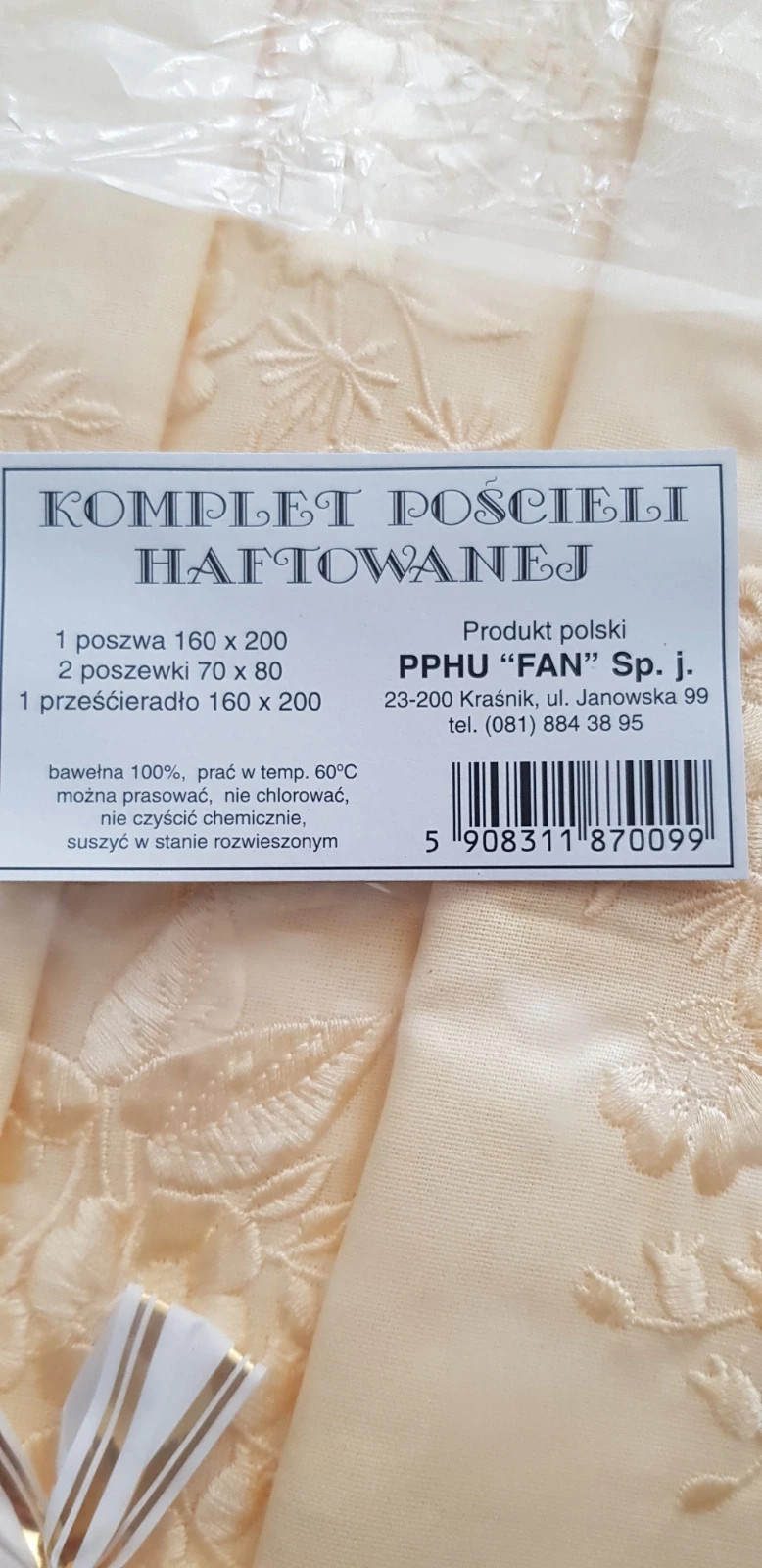 Komplet bawełnianej  pościeli