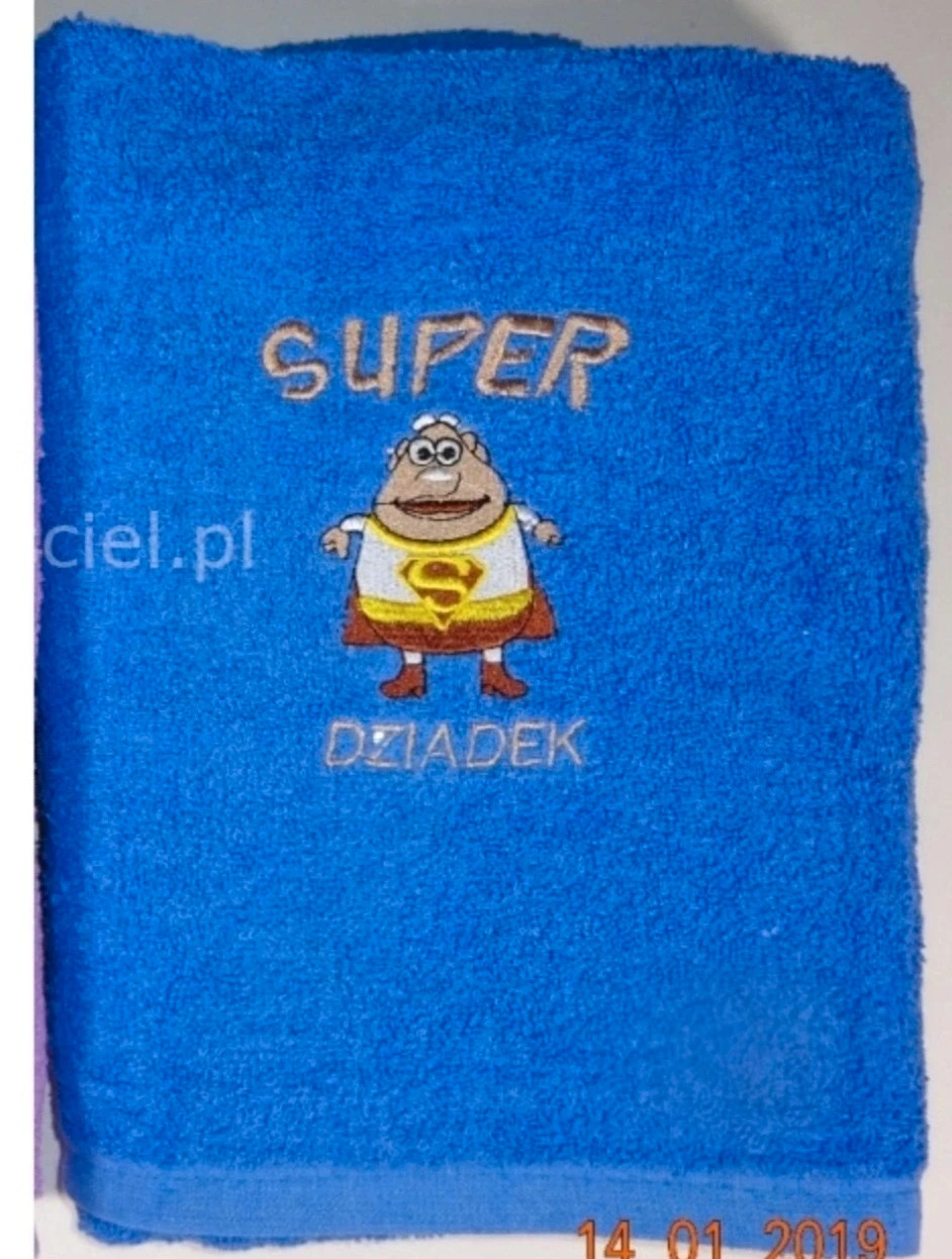 Ręcznik super dziadek niebieski frotte 70x140
