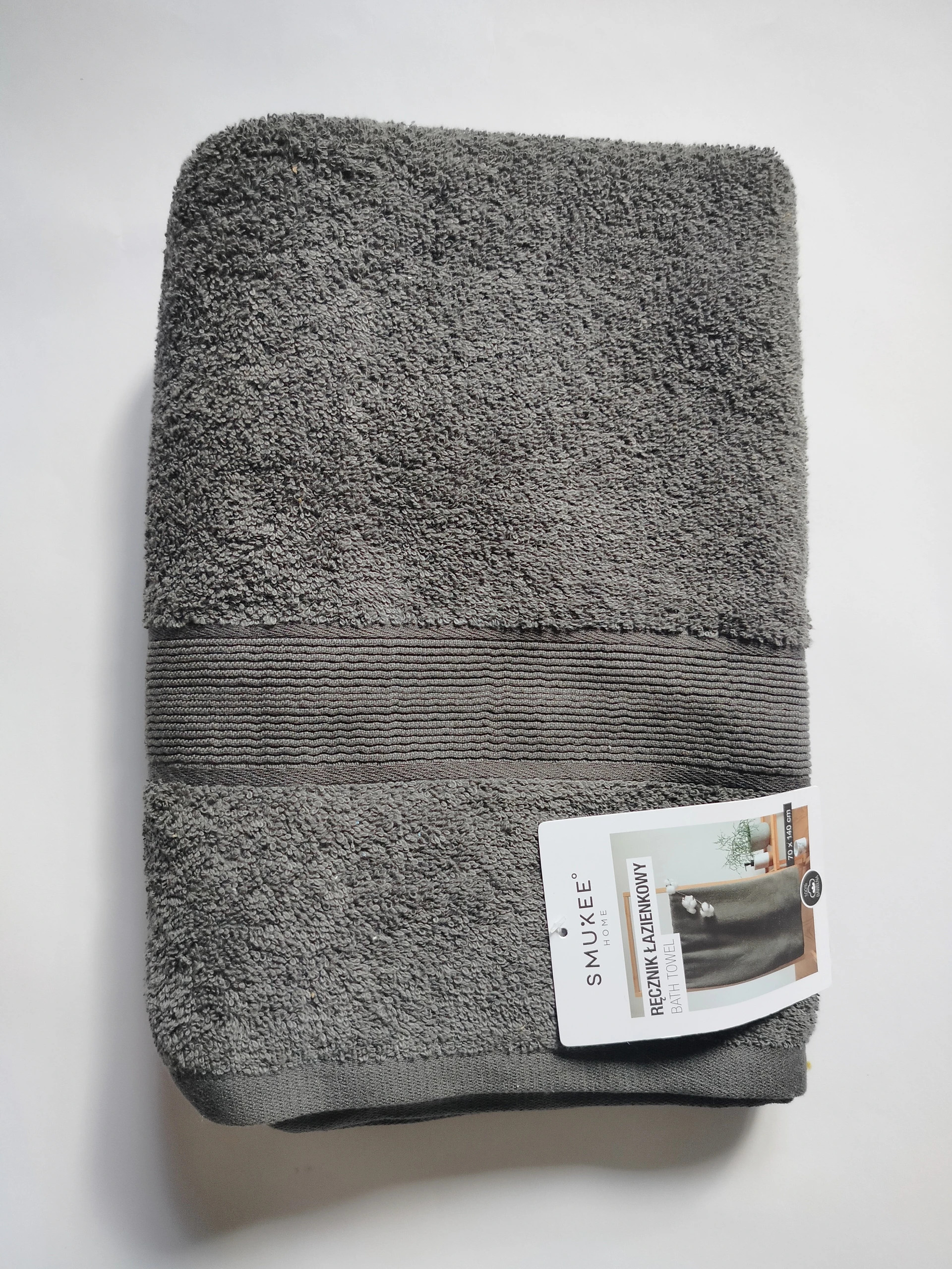 Ręcznik łazienkowy kąpielowy Smukee 70x140cm ciemnoszary 100% bawełnas