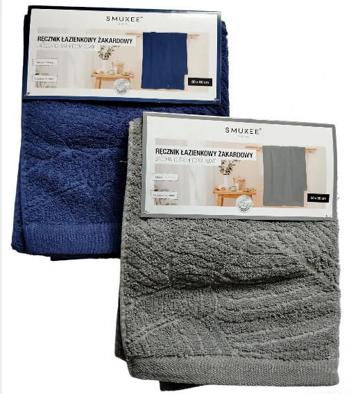 Ręcznik łazienkowy żakardowy 100% bawełna ozdobny 2szt Smukee 50x90cm