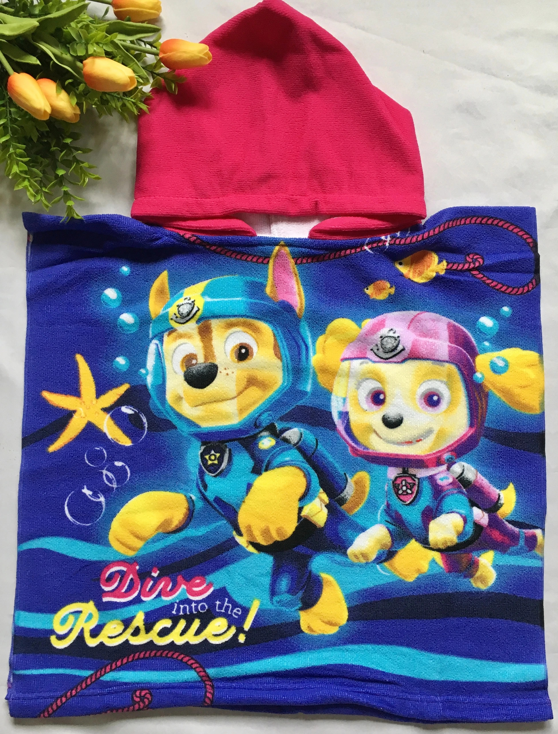 Ponczo kąpielowe ręcznik z kapturem Psi Patrol Paw Patrol na wakacje lato basen wyjazd