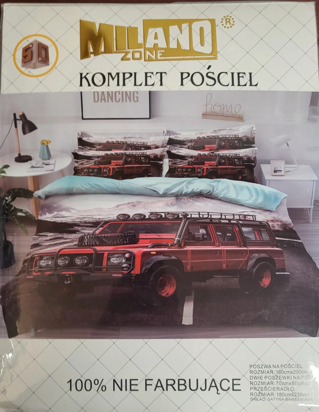 Pościel 160x200 z prześcieradłem auto