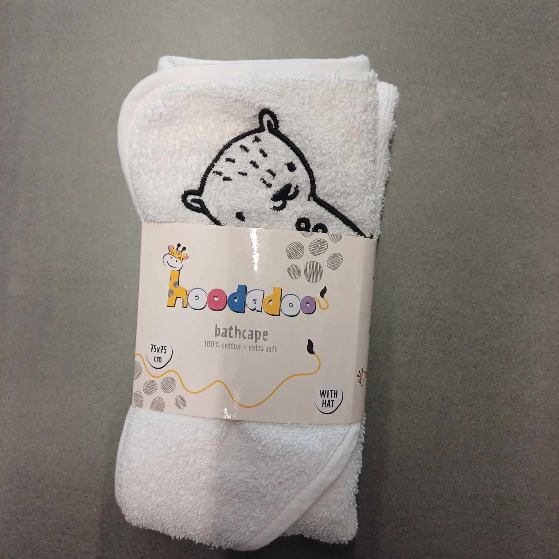 pelerynka do kąpieli dla niemowląt biała bawełniana 75 cm na 75 cm