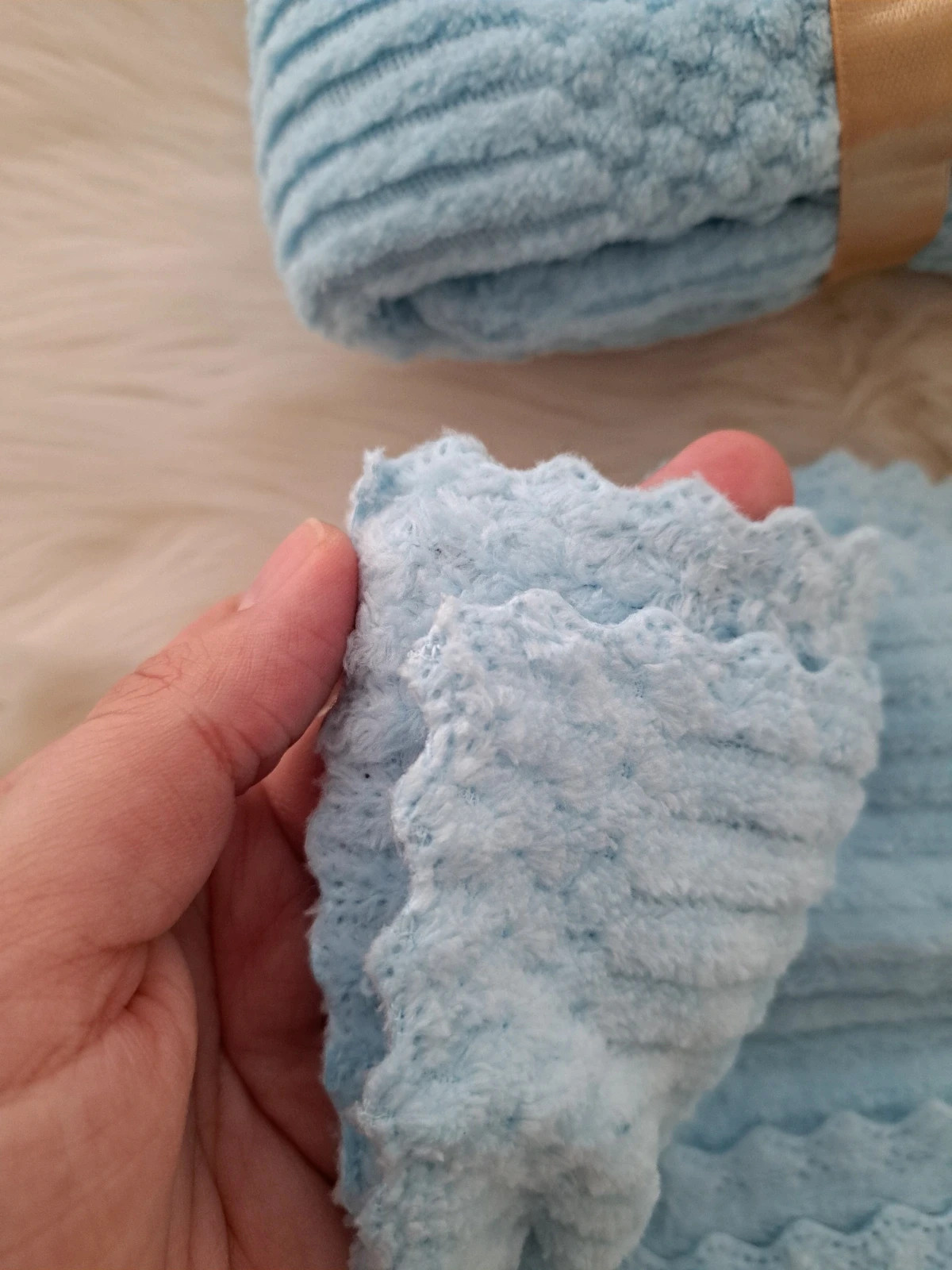 Ręczniki łazienkowe błękitne komplet miękkie mikrofibra