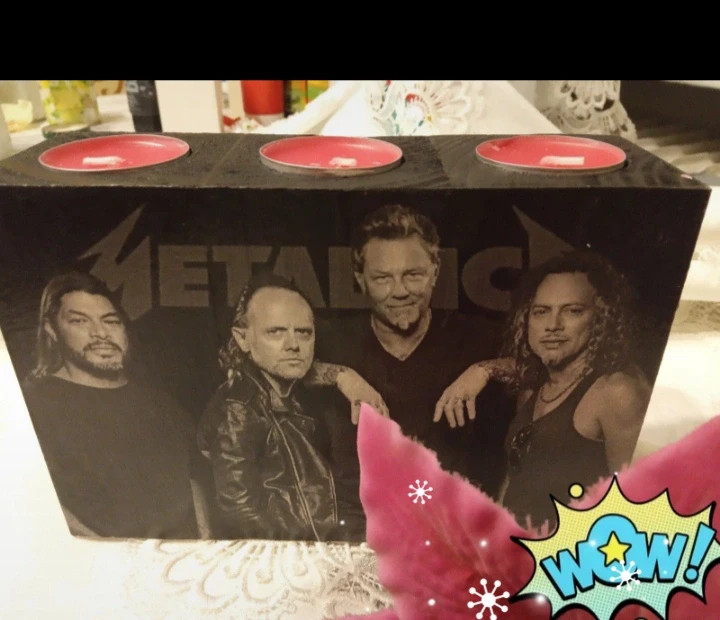 Metallica świecznik drewniany duży