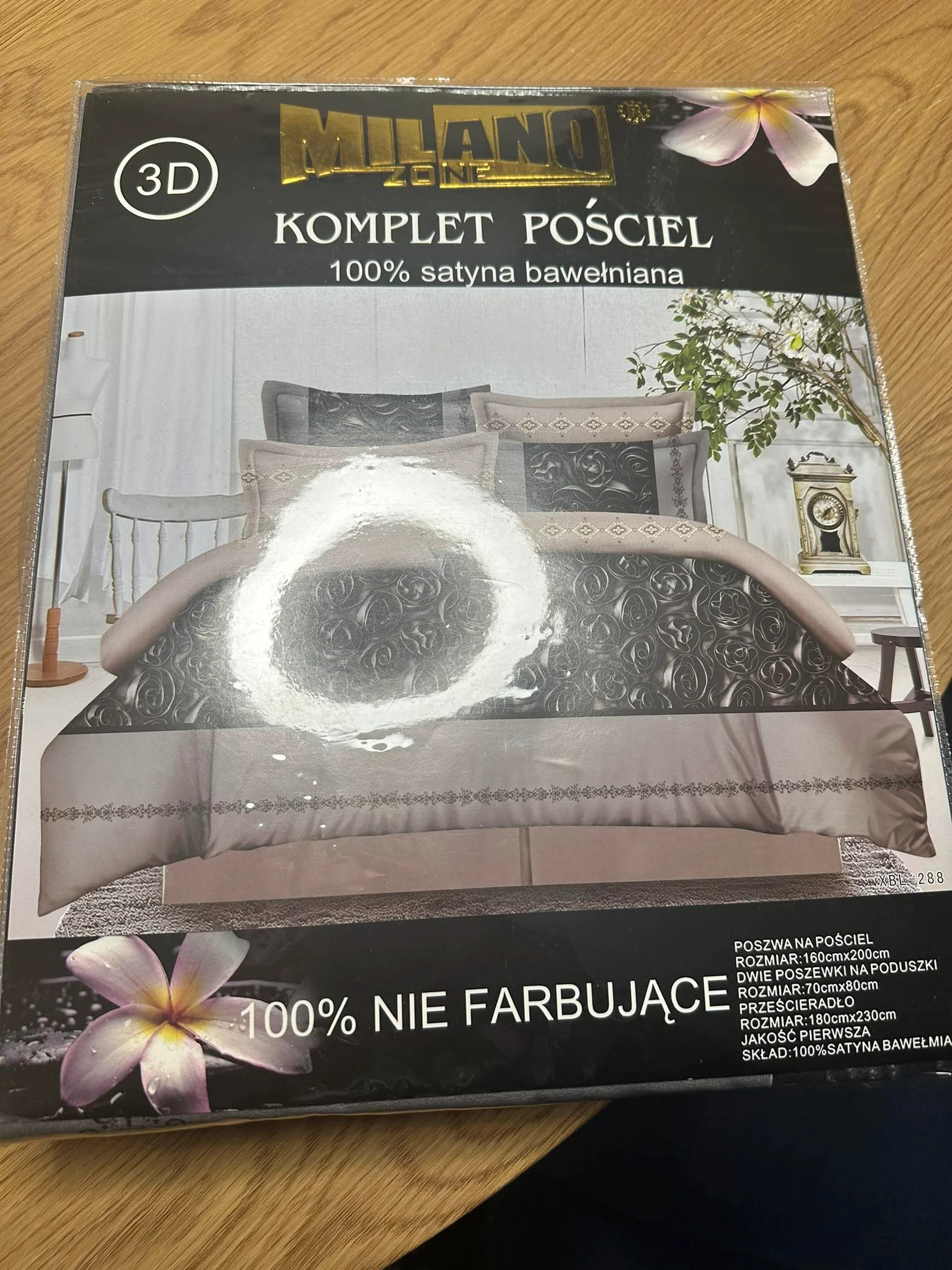 komplet pościeli 160x200 z prześcieradłem 180x230 100% satyna bawełniana