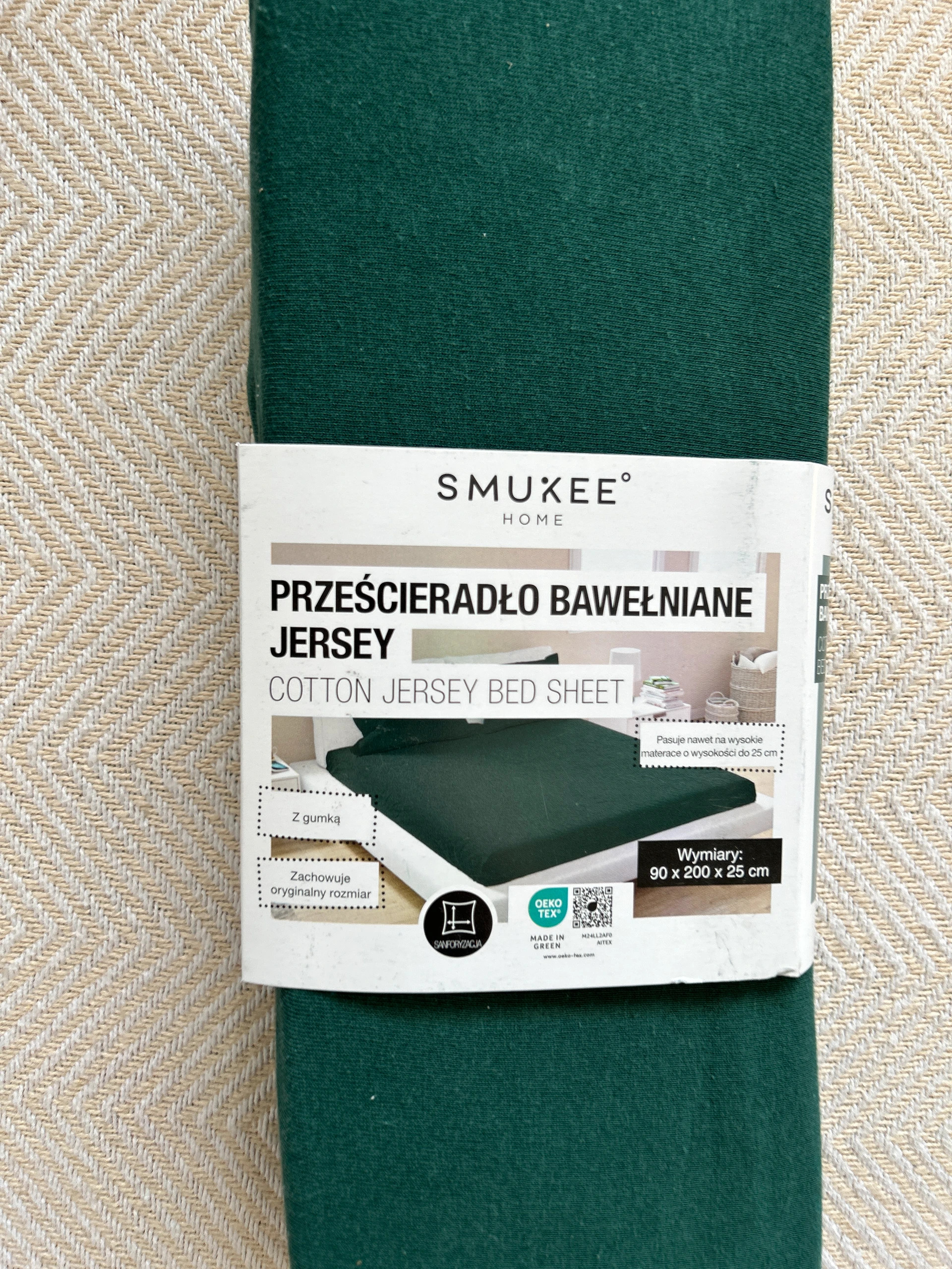 Bawełniane prześcieradło z gumką 90x200 butelkowa zieleń