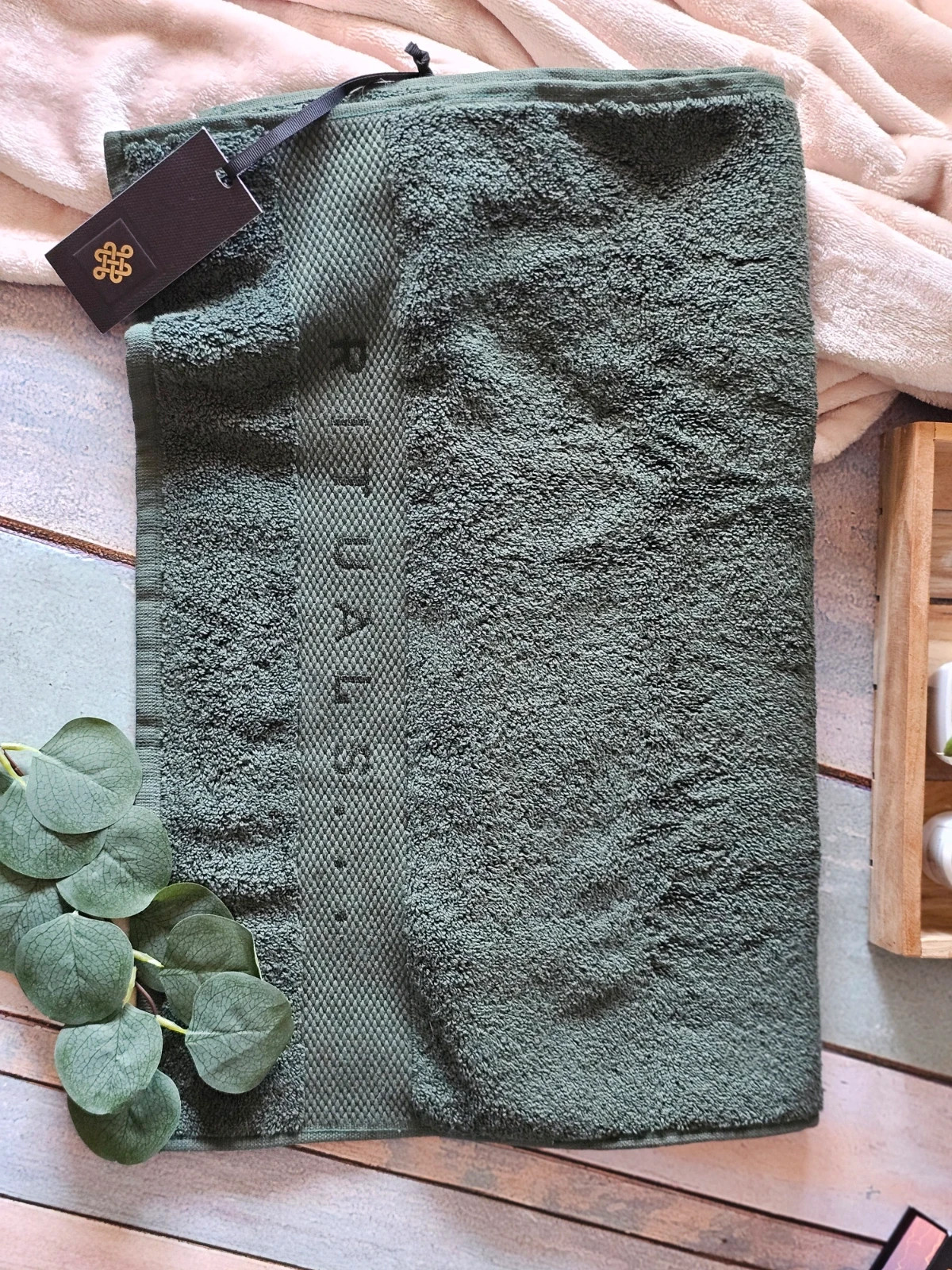Duży ręcznik rituals zielony zielono szary nowy z metką 50x100cm Bawełna
