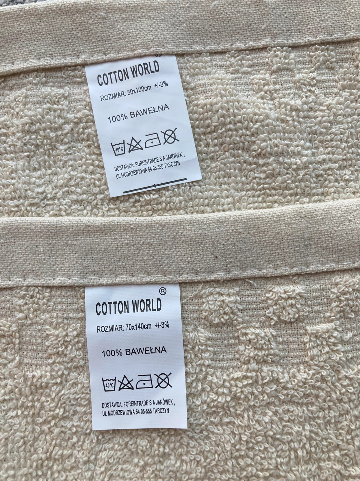 Komplet ręczników Cotton World 4szt Kolor kremowy