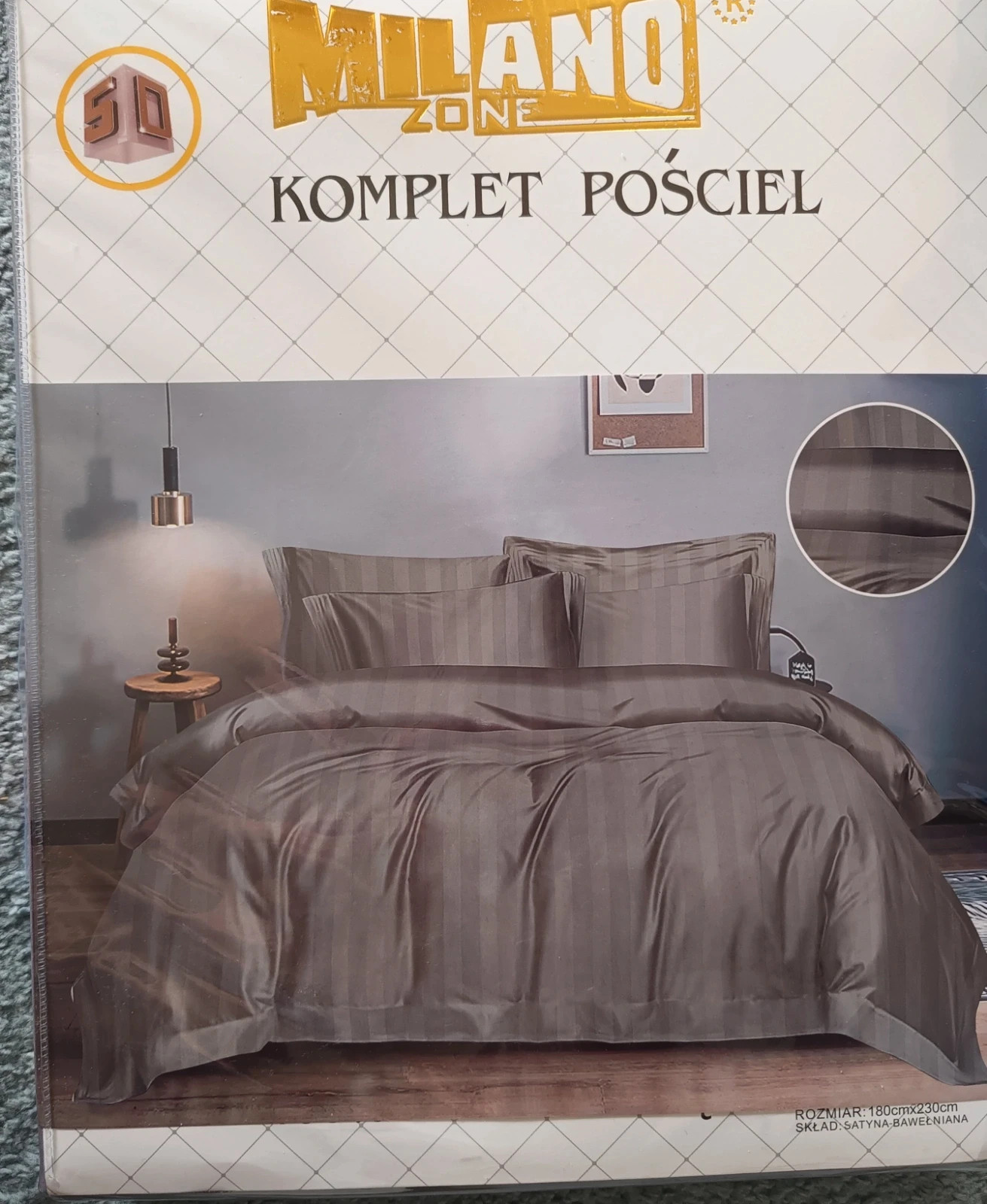 Komplet pościeli bawełnianej gładka hotelowa szara 160*200