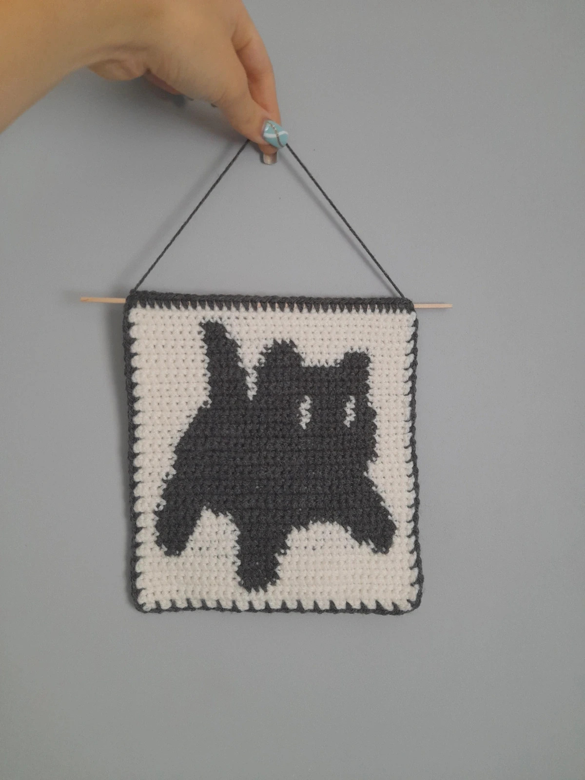 Gobelin Crochet tapestry cat obrazek kota na szydełku handmade