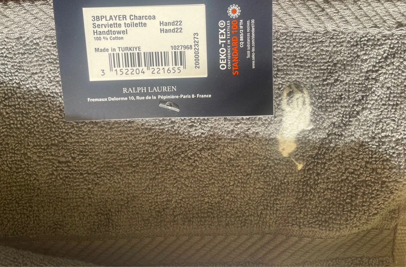 Ralph Lauren Hand Towel Grey 50x100cm