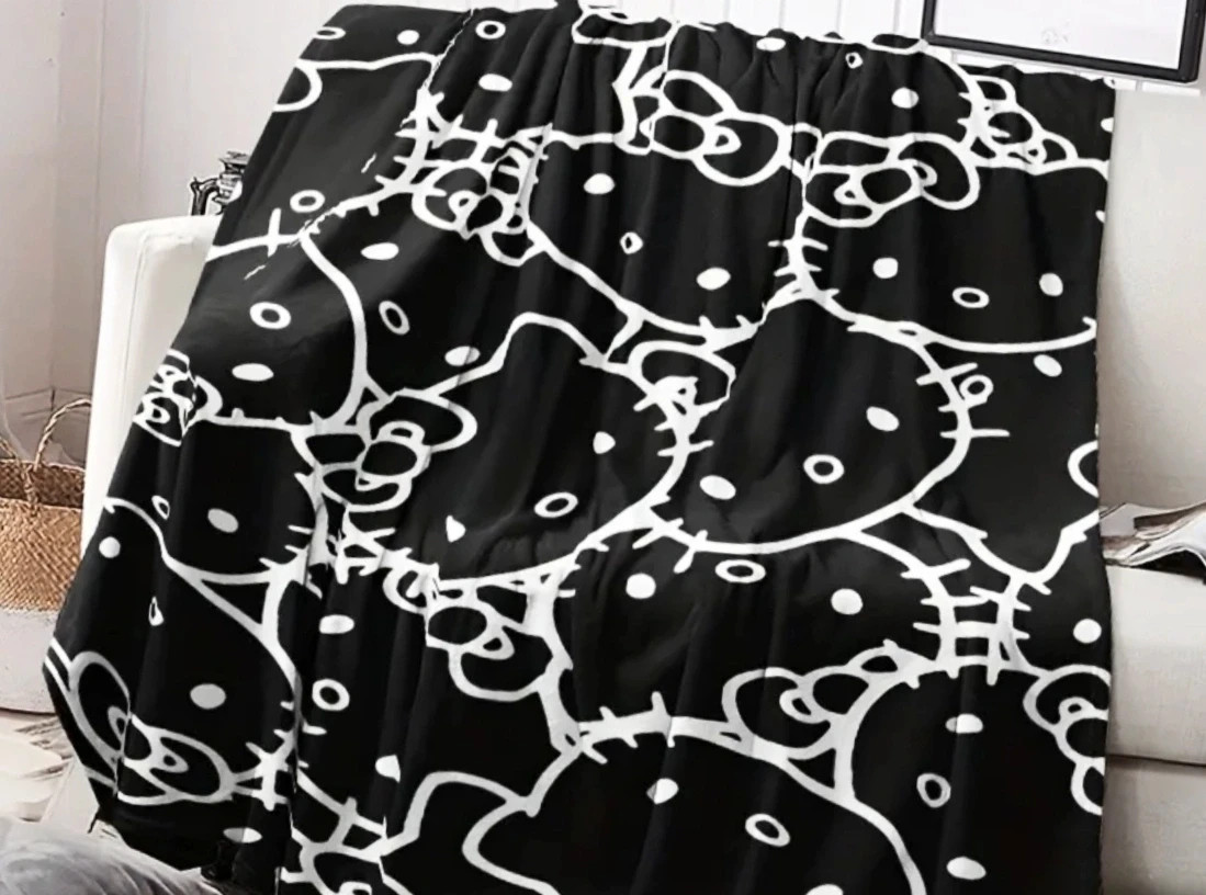 Hello Kitty blanket koc czarno biały