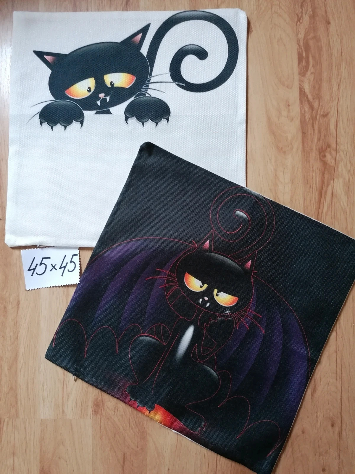 2 Poszewki dekoracyjne 45x45 LEN kotek wampirek Halloween