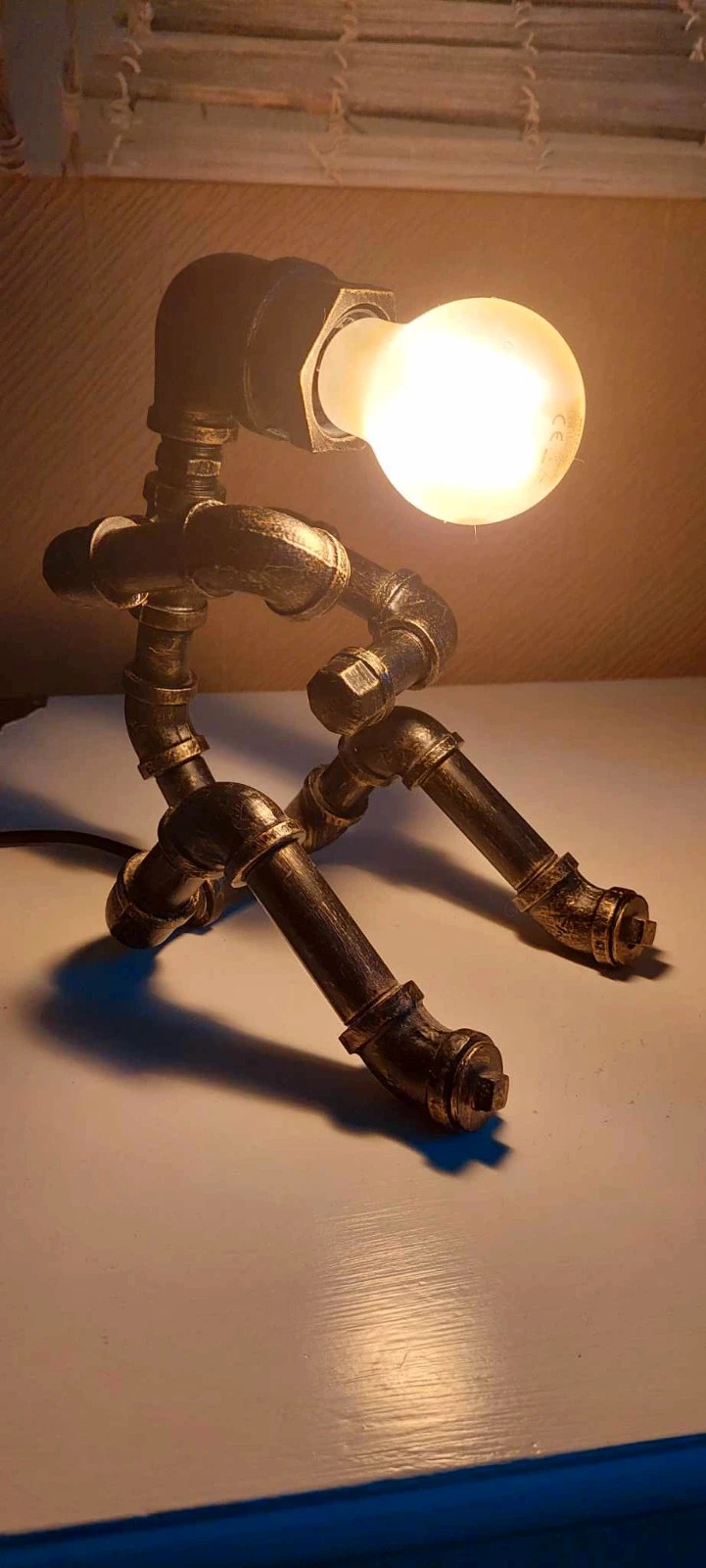 Lampa steampunk, vintage, Robot, bordslampa