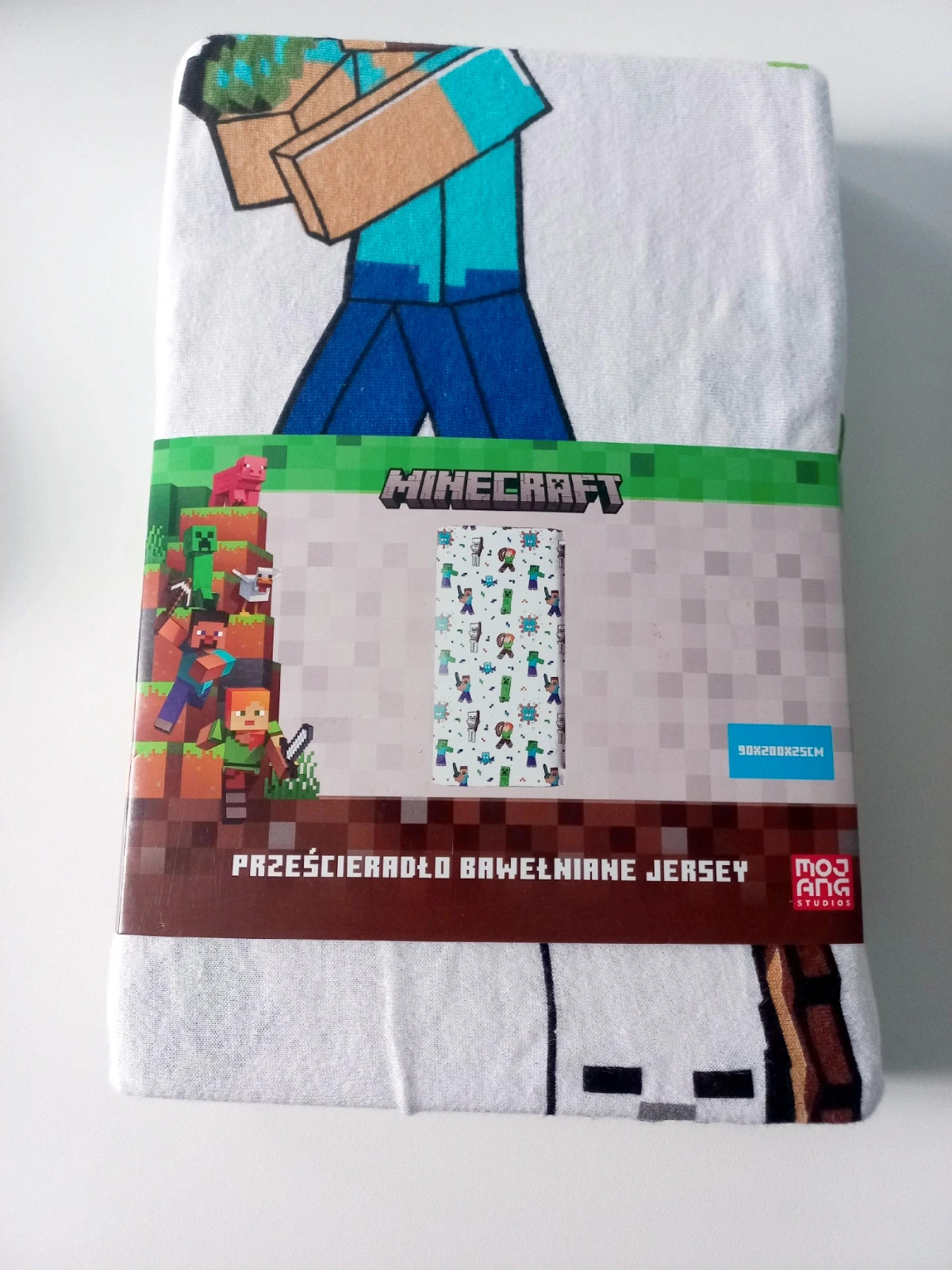 Prześcieradło bawełniane r 90x200x25cm Minecraft