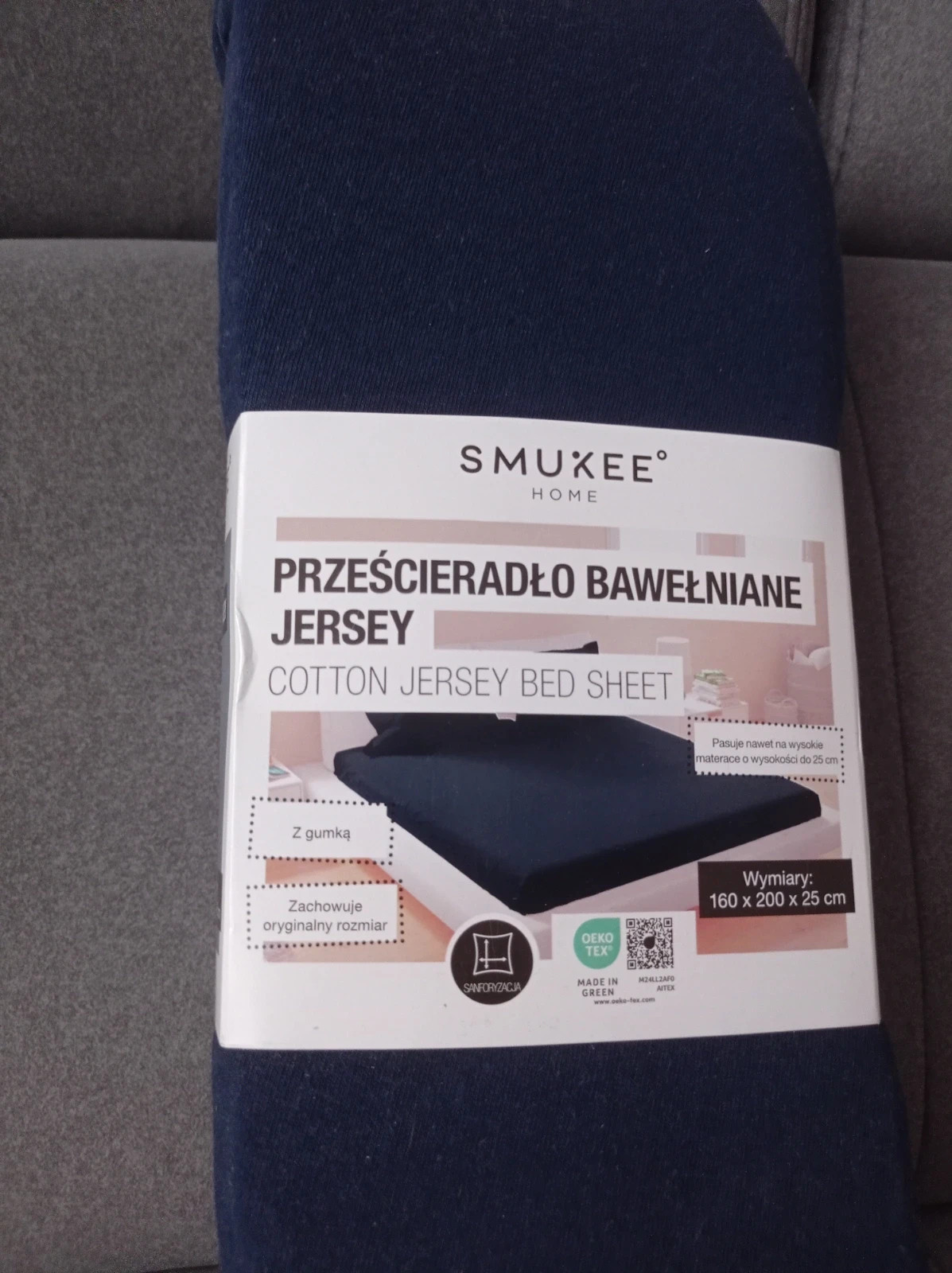 Prześcieradło bawełniane granatowe Jersey