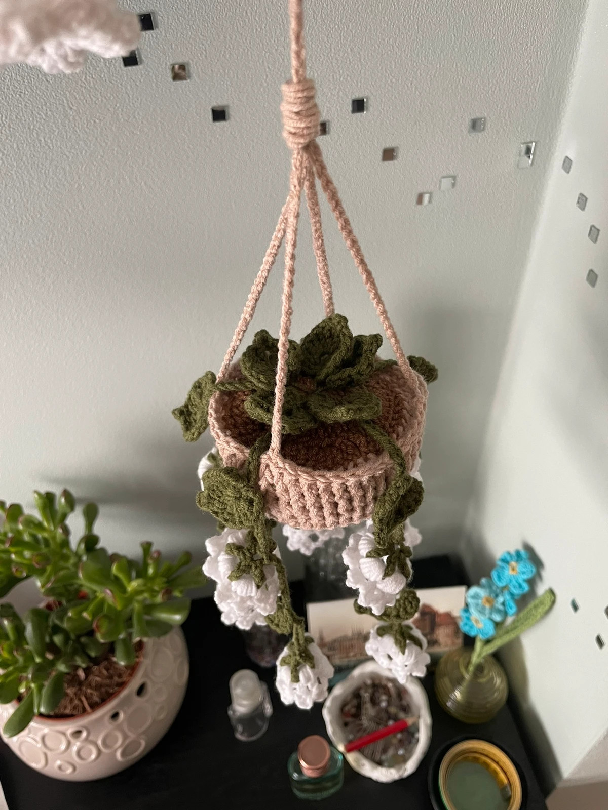 kwiatek na szydełku szydełko handmade crochet flower flowerpot hanging flower