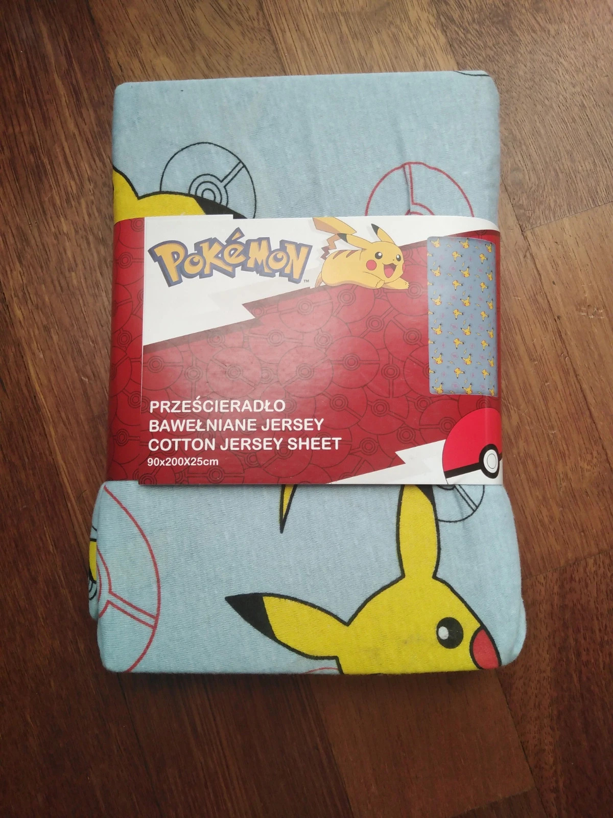 Prześcieradło bawełniane Jersey z gumką Pokemon Pikachu