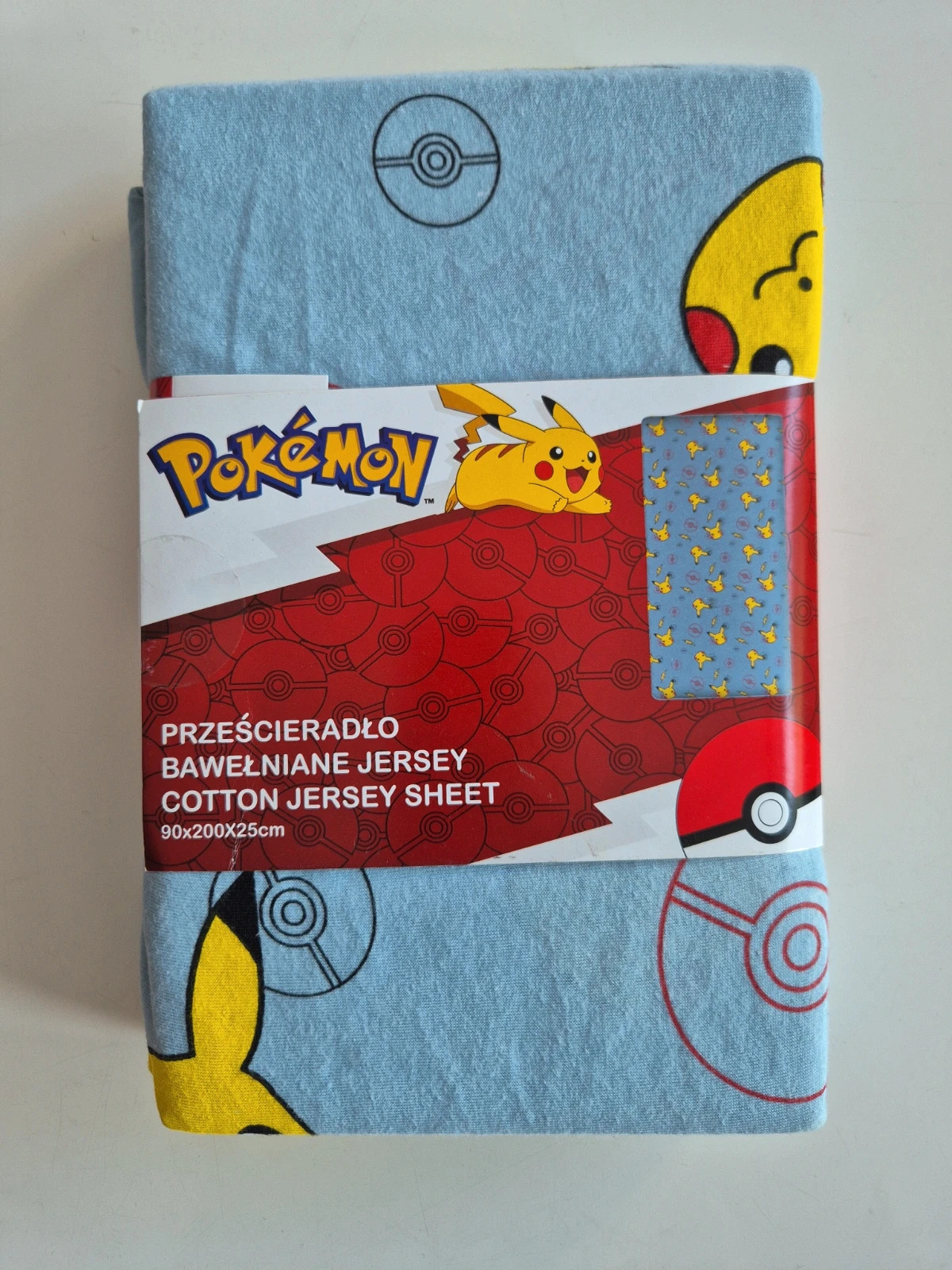 Prześcieradło Bawełniane Jersey Pokemon 90x200x25