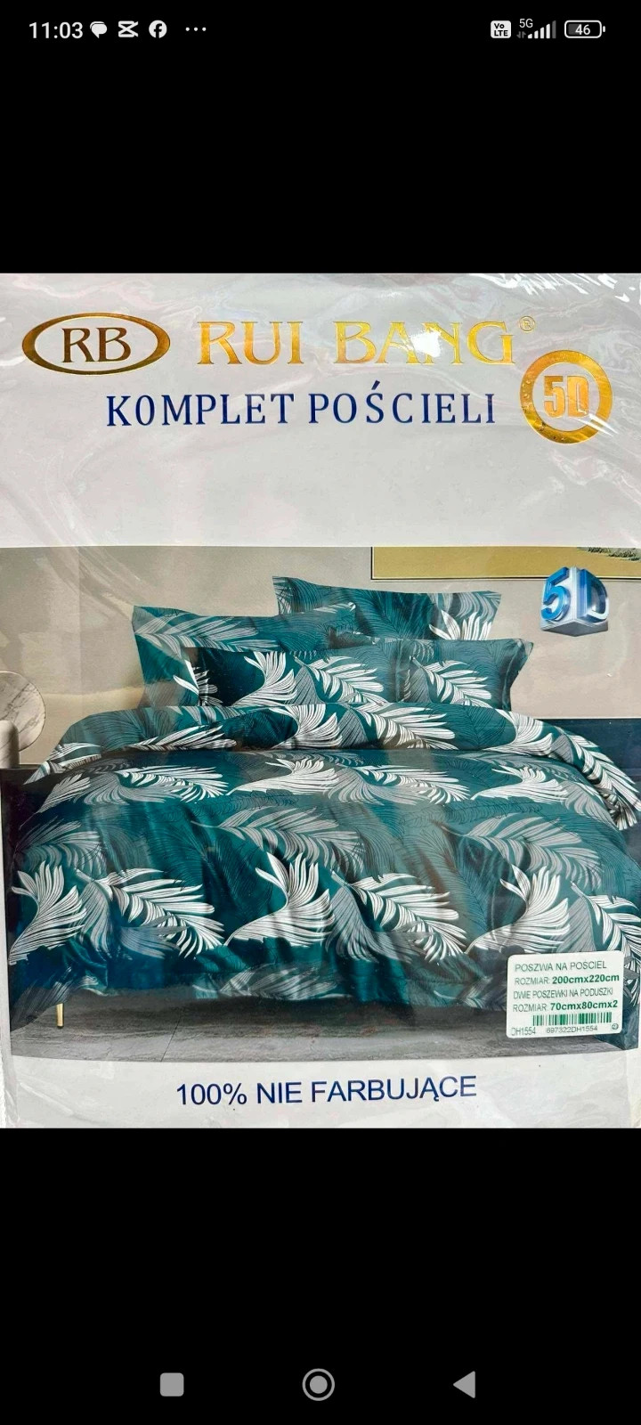 Komplet pościeli 200x220 cm.