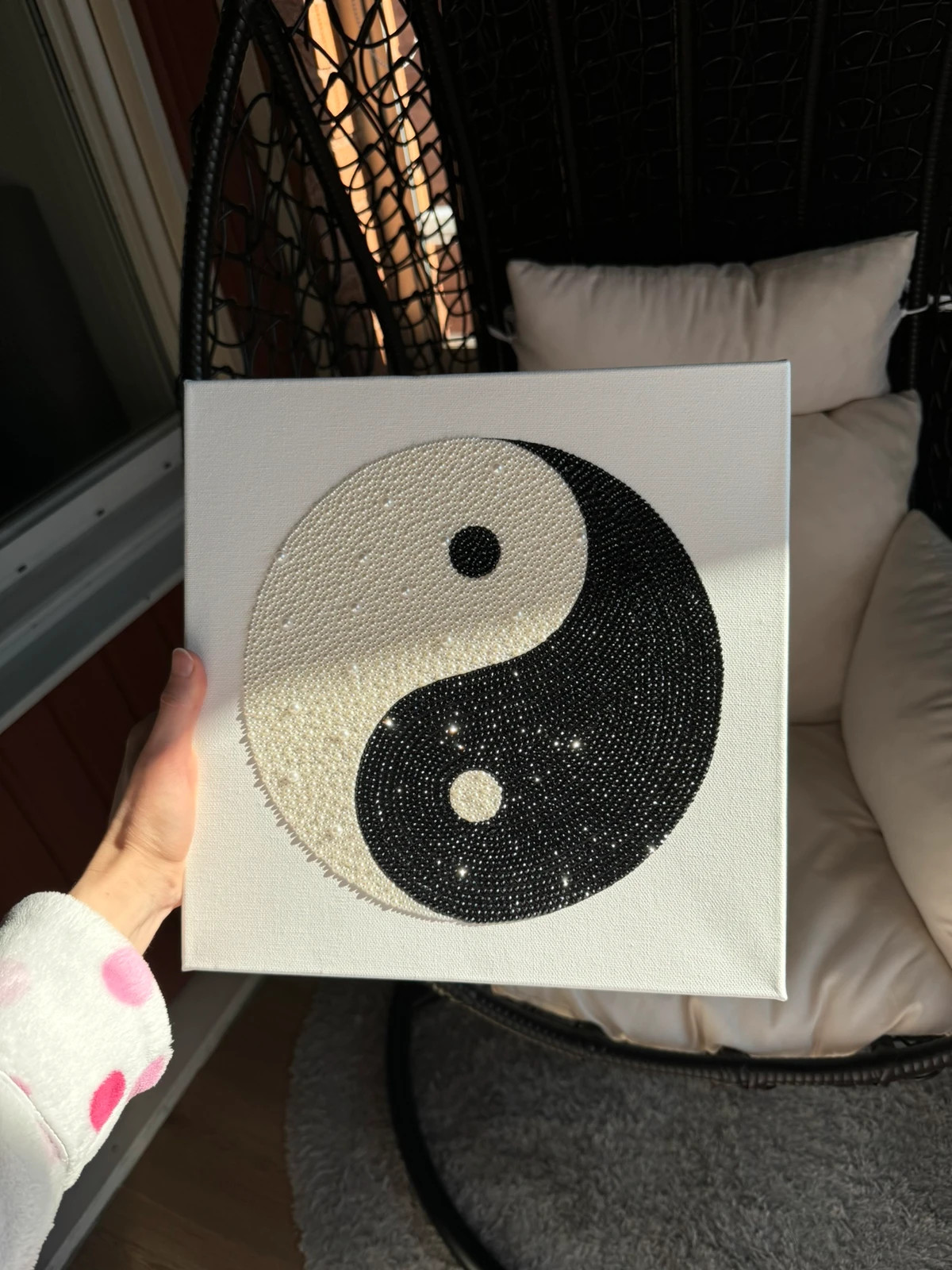 yin yang rhinestone painting 30x30