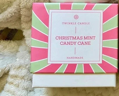 Nowa duża świeca sojowa chrismtas mint Candy cane twinkle candle andziaks