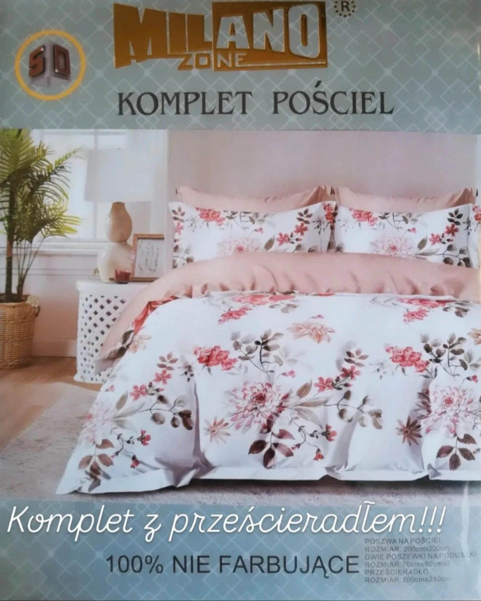 Komplet pościeli 4-częściowy satyna bawełniana kwiatowy print jesienny z prześcieradłem 160x200 cm