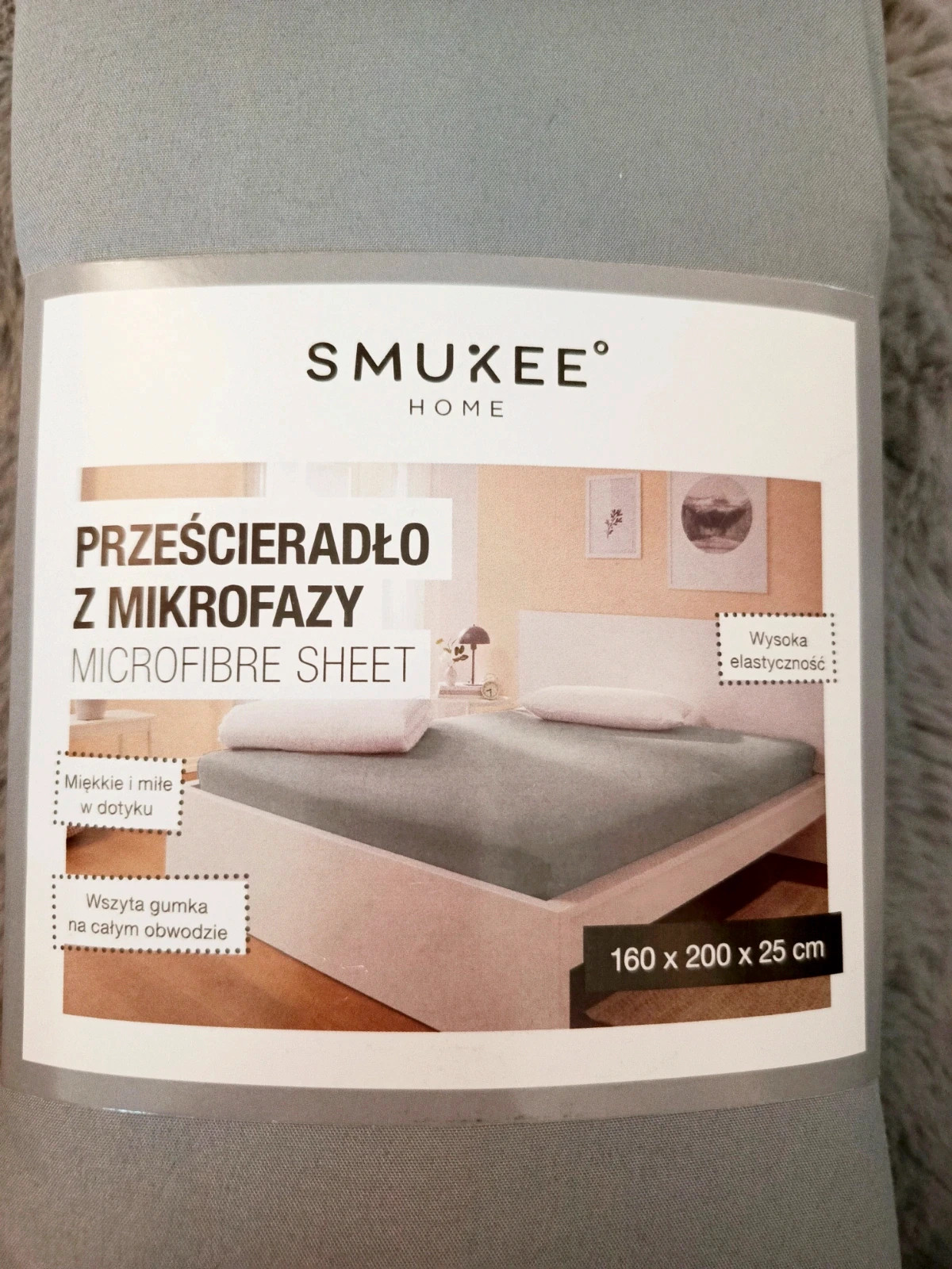 Prześcieradło z mikrofaza, microfibre sheet 160 x 200 cm, firmy Smukee.