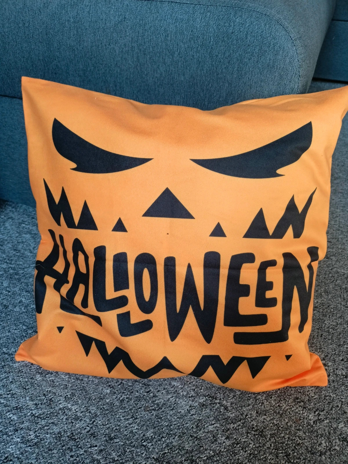 Poszewka ozdobna dekoracyjna poduszka 45x45 Velvet mowa halloween dynia