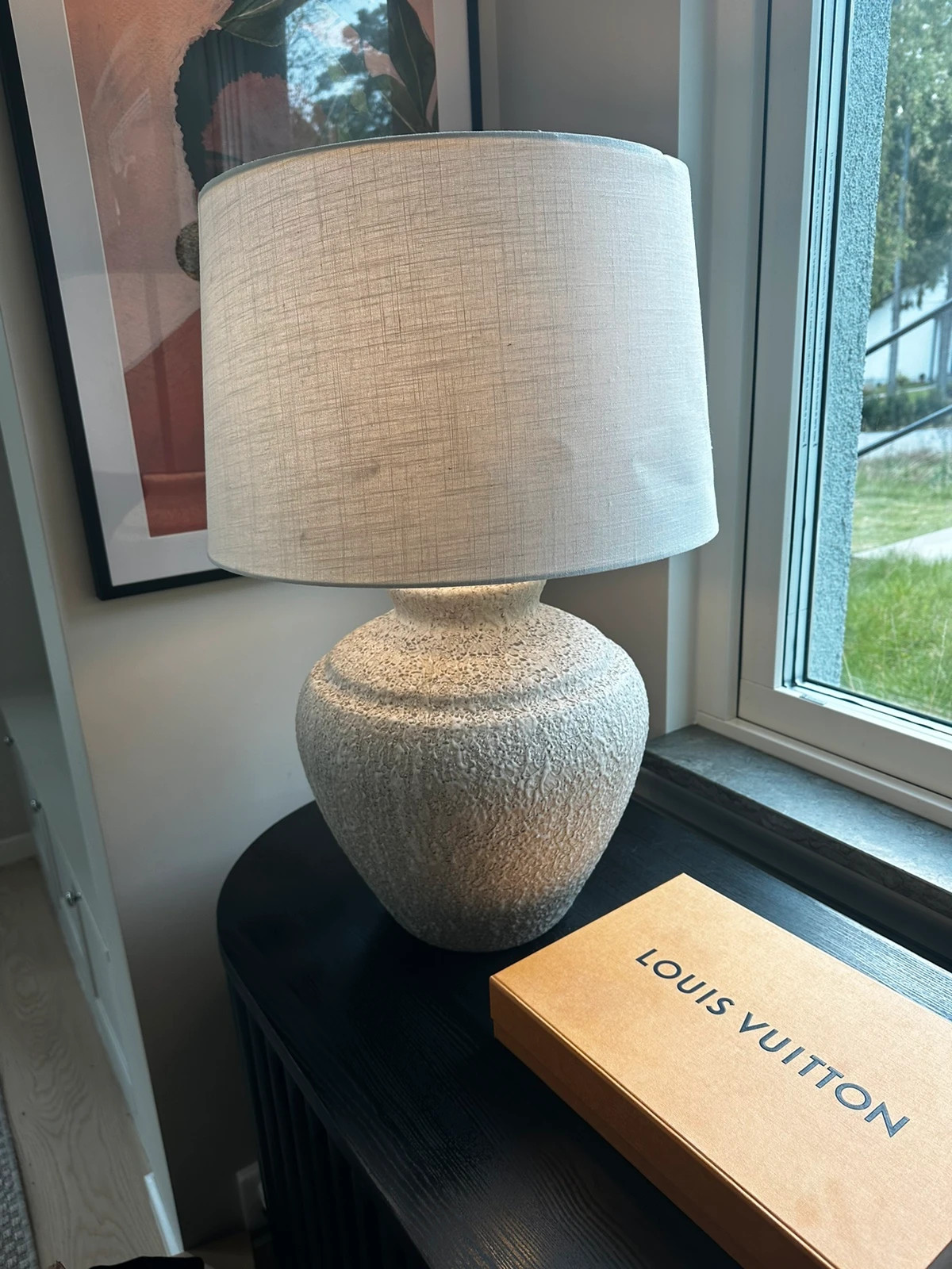 Stor bordslampa med lampfot i keramik/ stengods