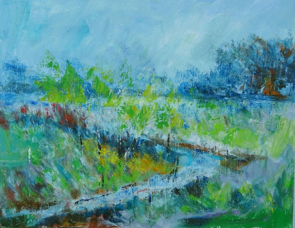 Wiosna nad rzeką - Olej na płótnie 50 X 40 cm