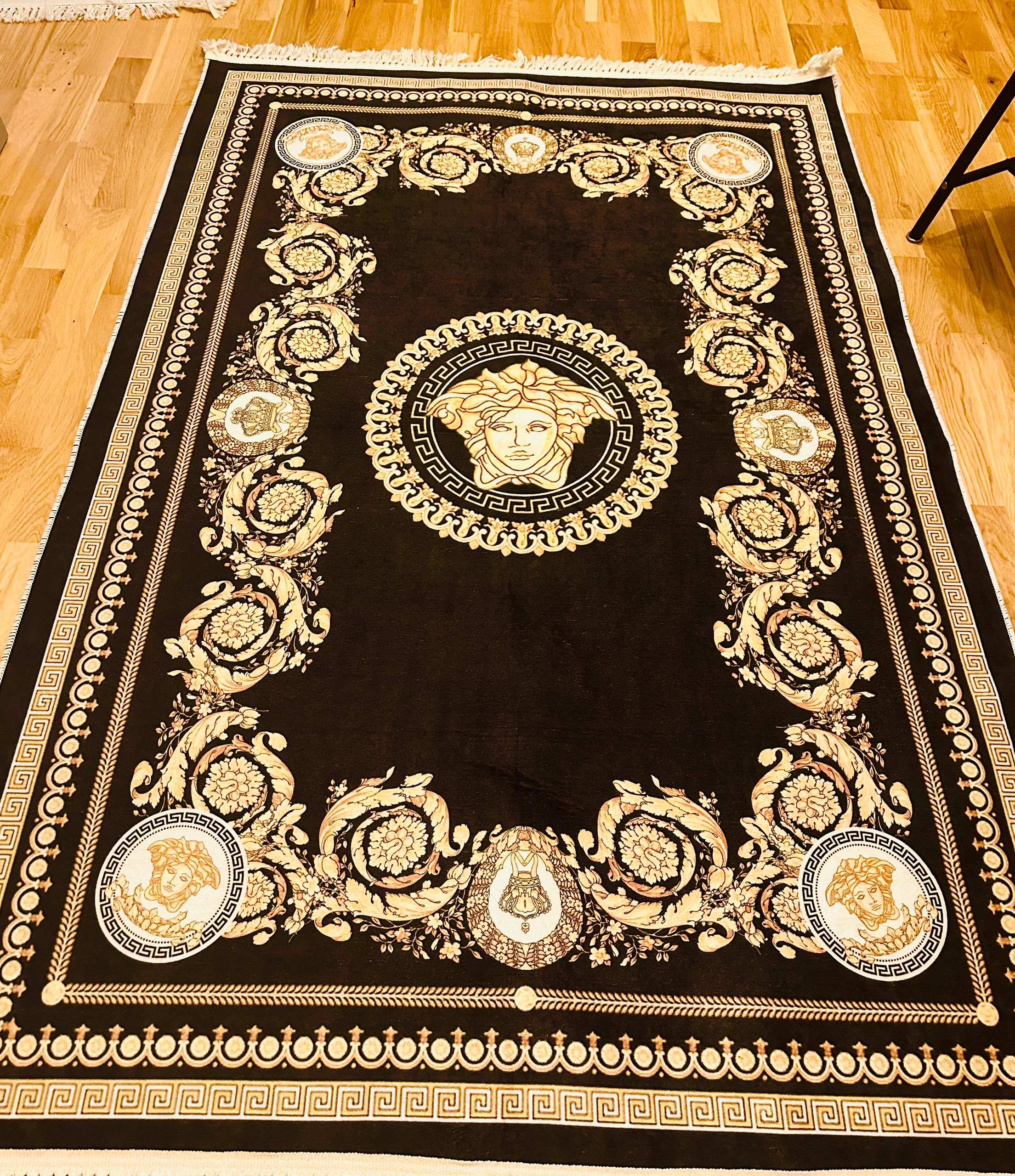 Duza Versace Rug - Black Gold -Dywan do prania czarny / złoty