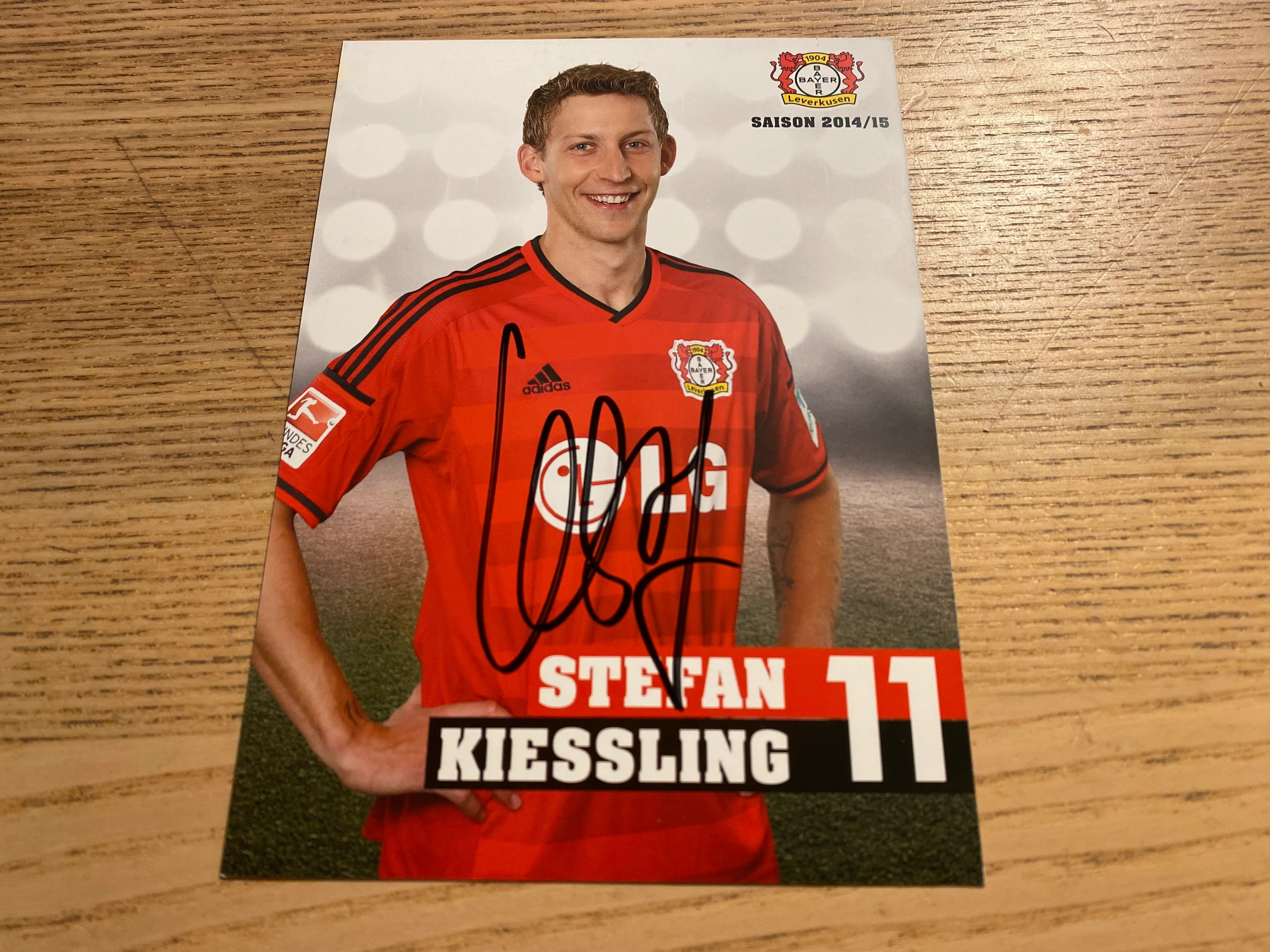 Stefan Kiessling Leverkusen fodboldspiller original autograf på klub kort