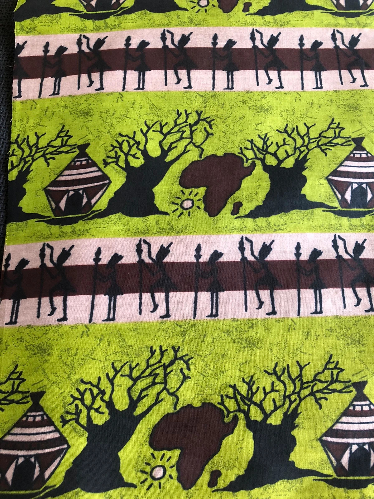 Grönt afrikanskt waxprinttyg 110x280cm NYTT