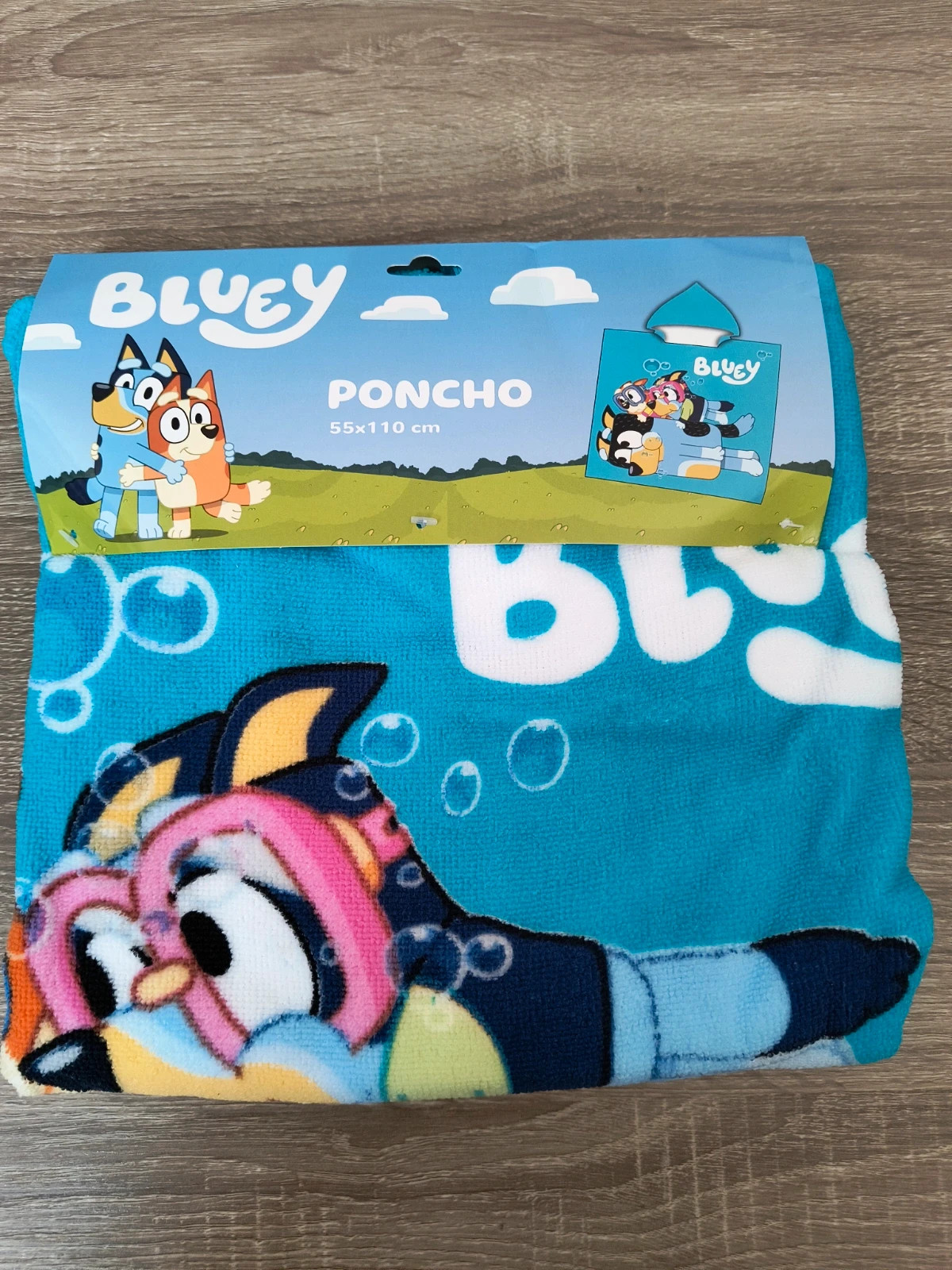 Ponczo z kapturem bluey 110x55 ręcznik na plażę