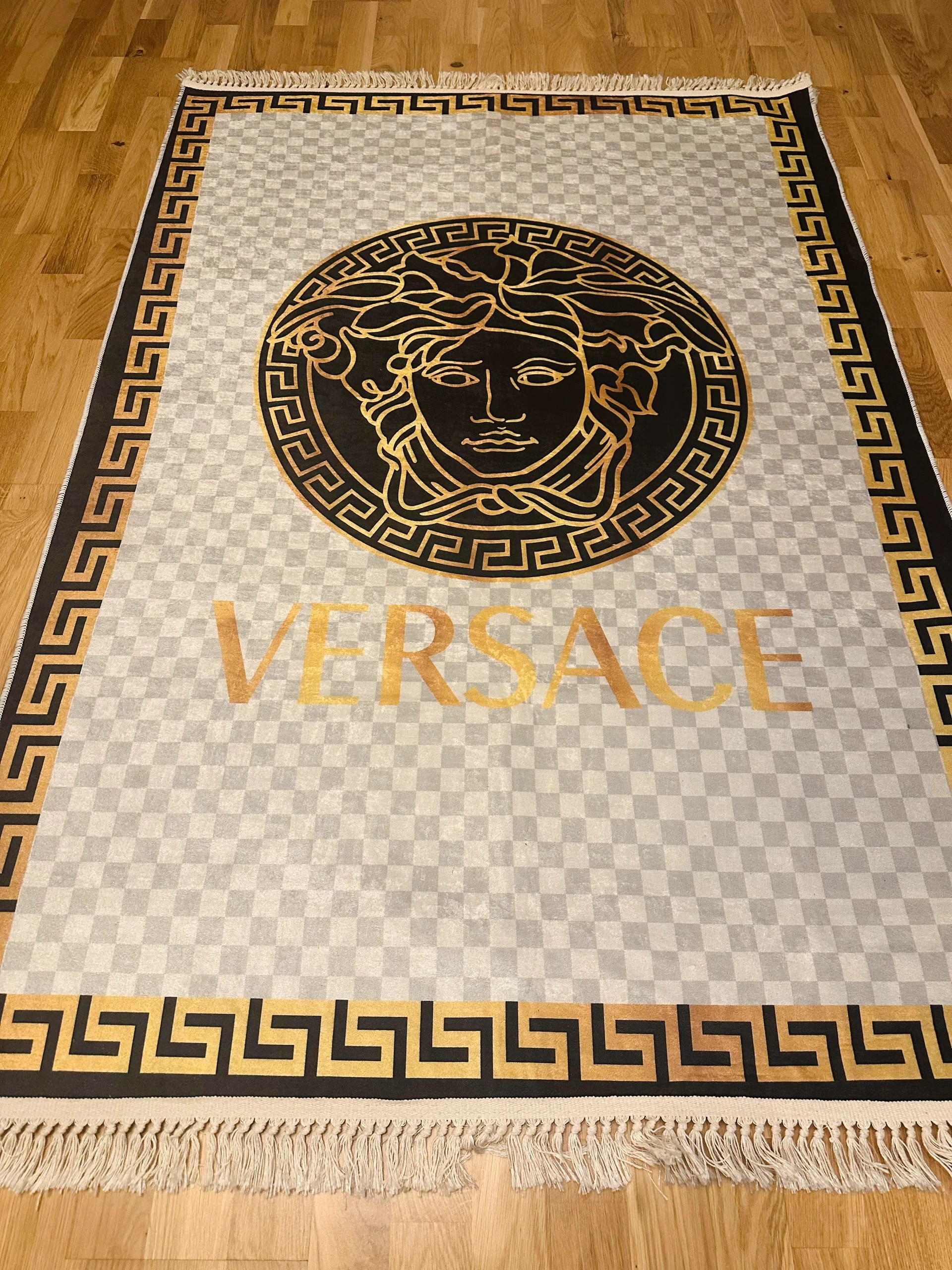 Versace Rug White Gold - Dywan do prania bialy / złoty