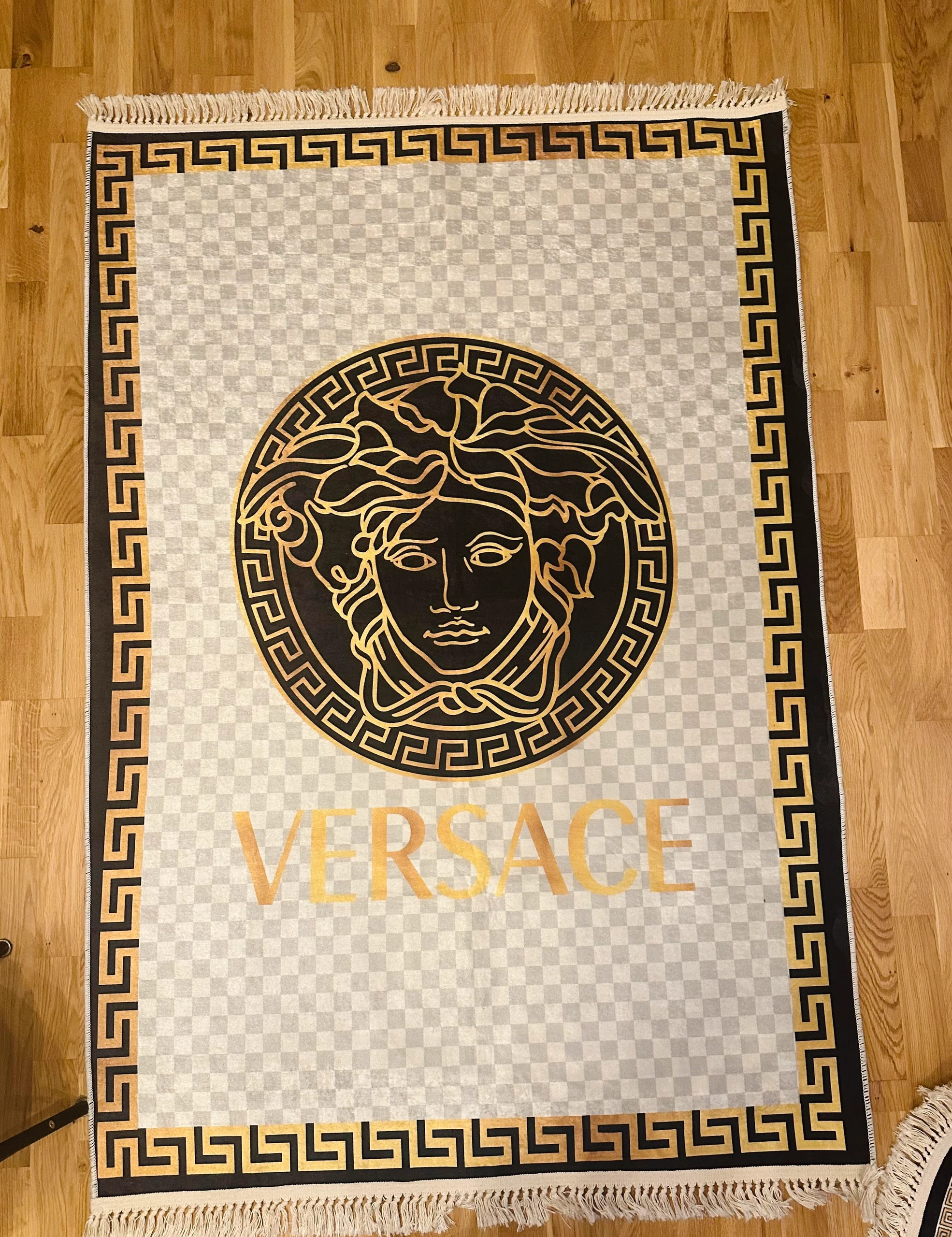 Versace Rug White Gold - Dywan do prania bialy / złoty