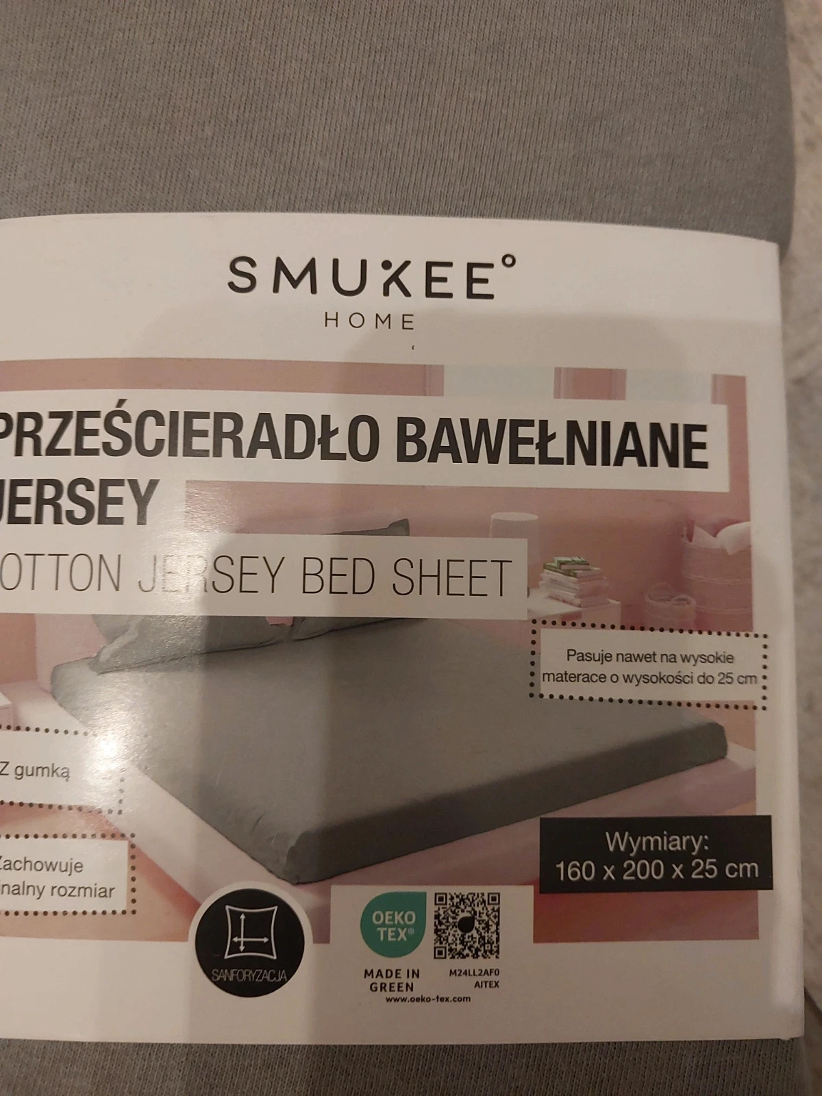 Prześcieradło bawełniane Jesrsey z gumką Smukee r 160×200