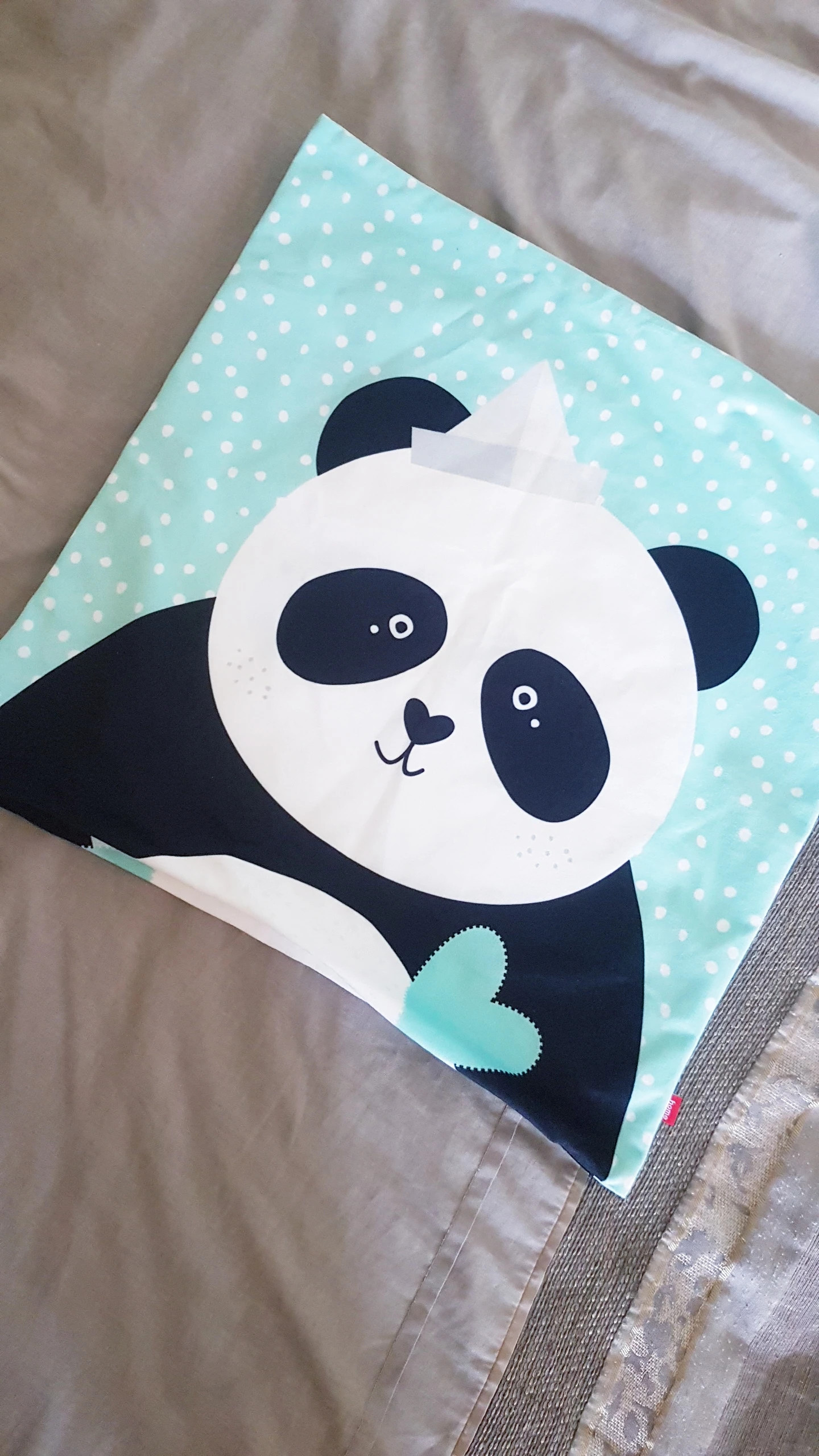 Poszewka na poduszkę duża panda miś zieleń mięta 45x45 Nowa