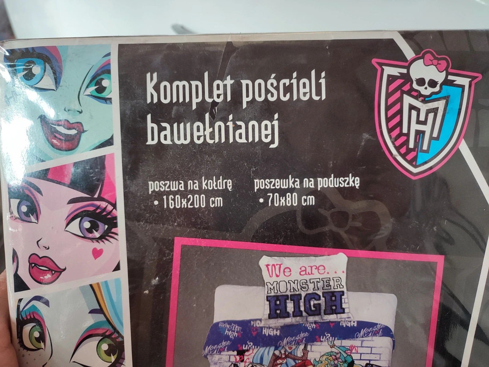 Komplet pościeli bawełnianej monster high 160 x 200 plus 70 x 80 cm 100% bawełna nowy nowa