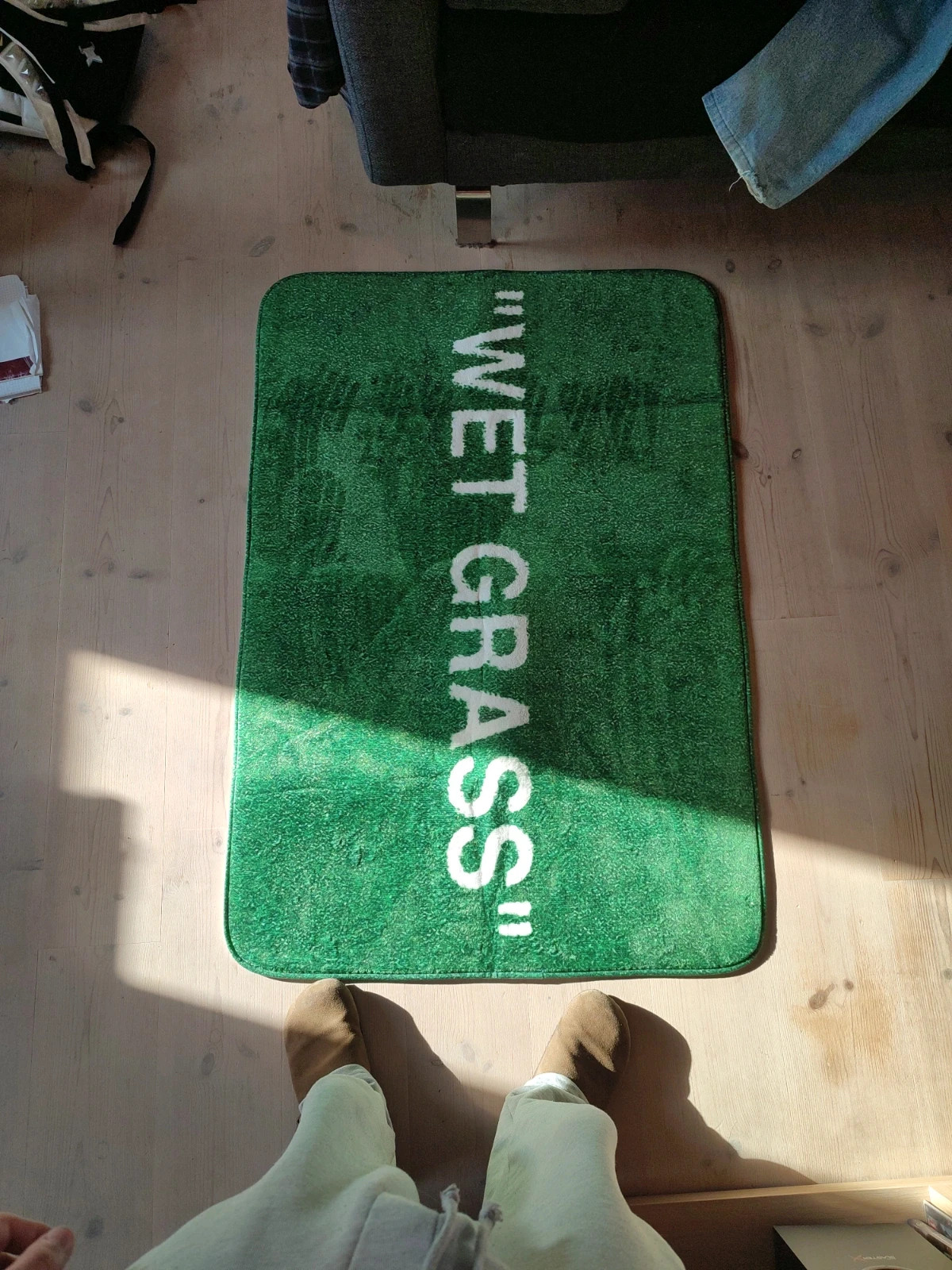 Virgil abloh x Ikea markerad "wet grass" gulvtæppe