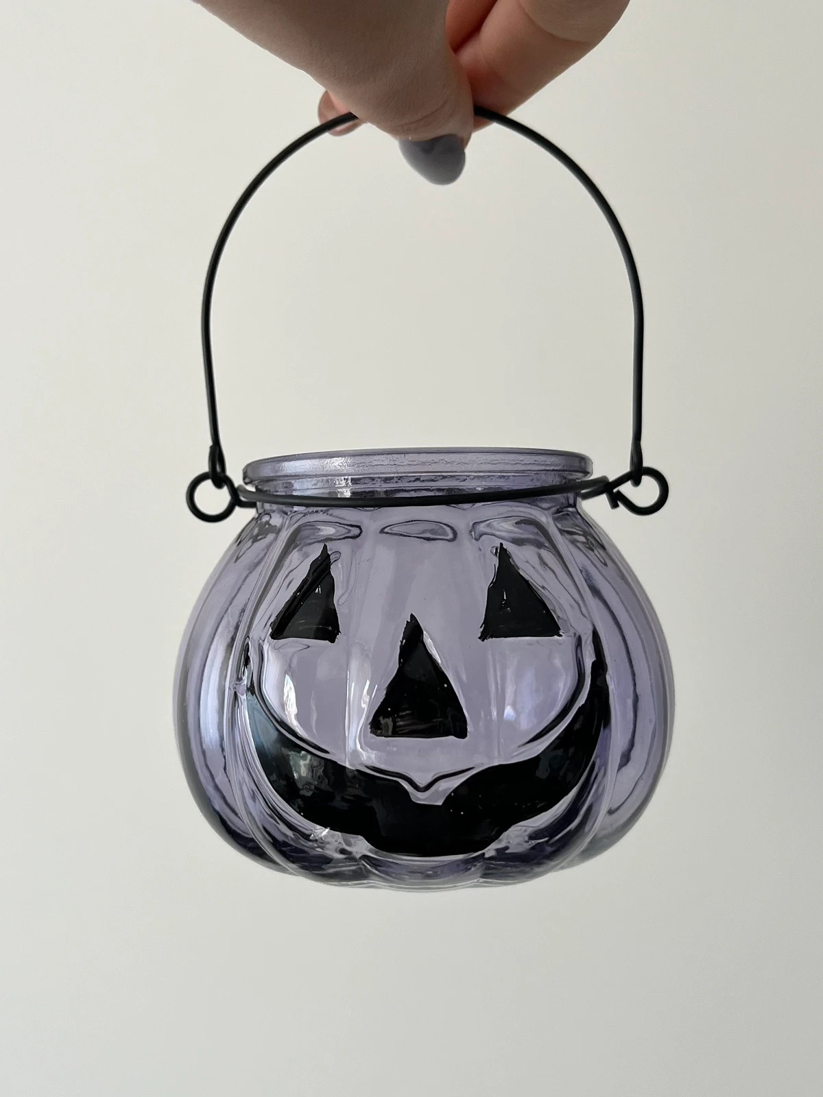 świecznik lampion fioletowy halloween tealight