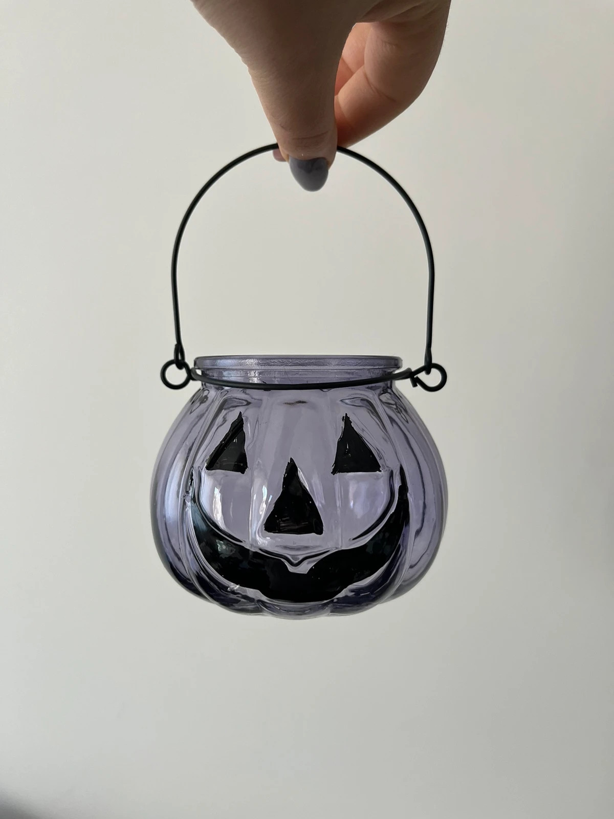 świecznik lampion fioletowy halloween tealight