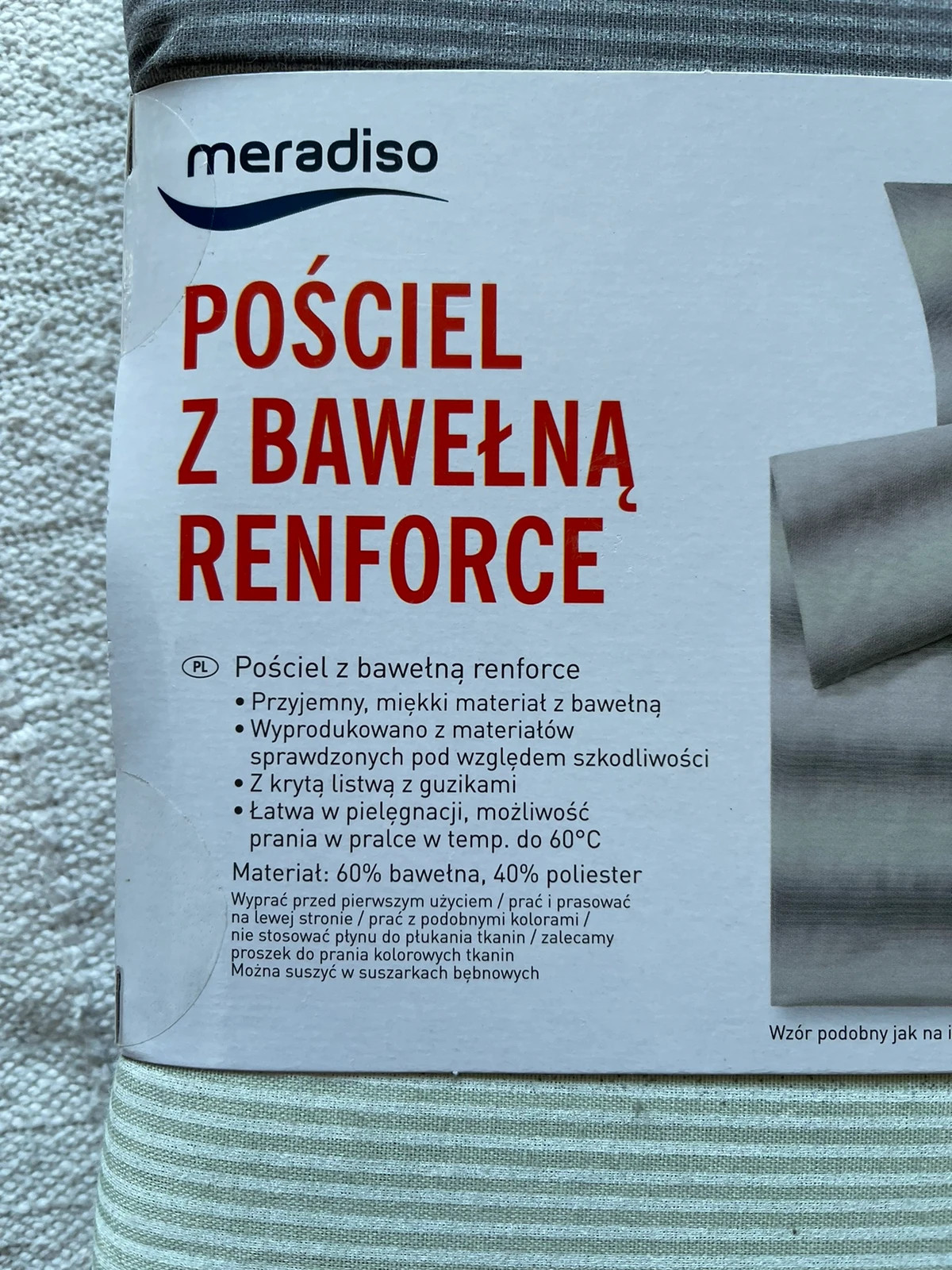 Posciel szara biala bawelna 140x200