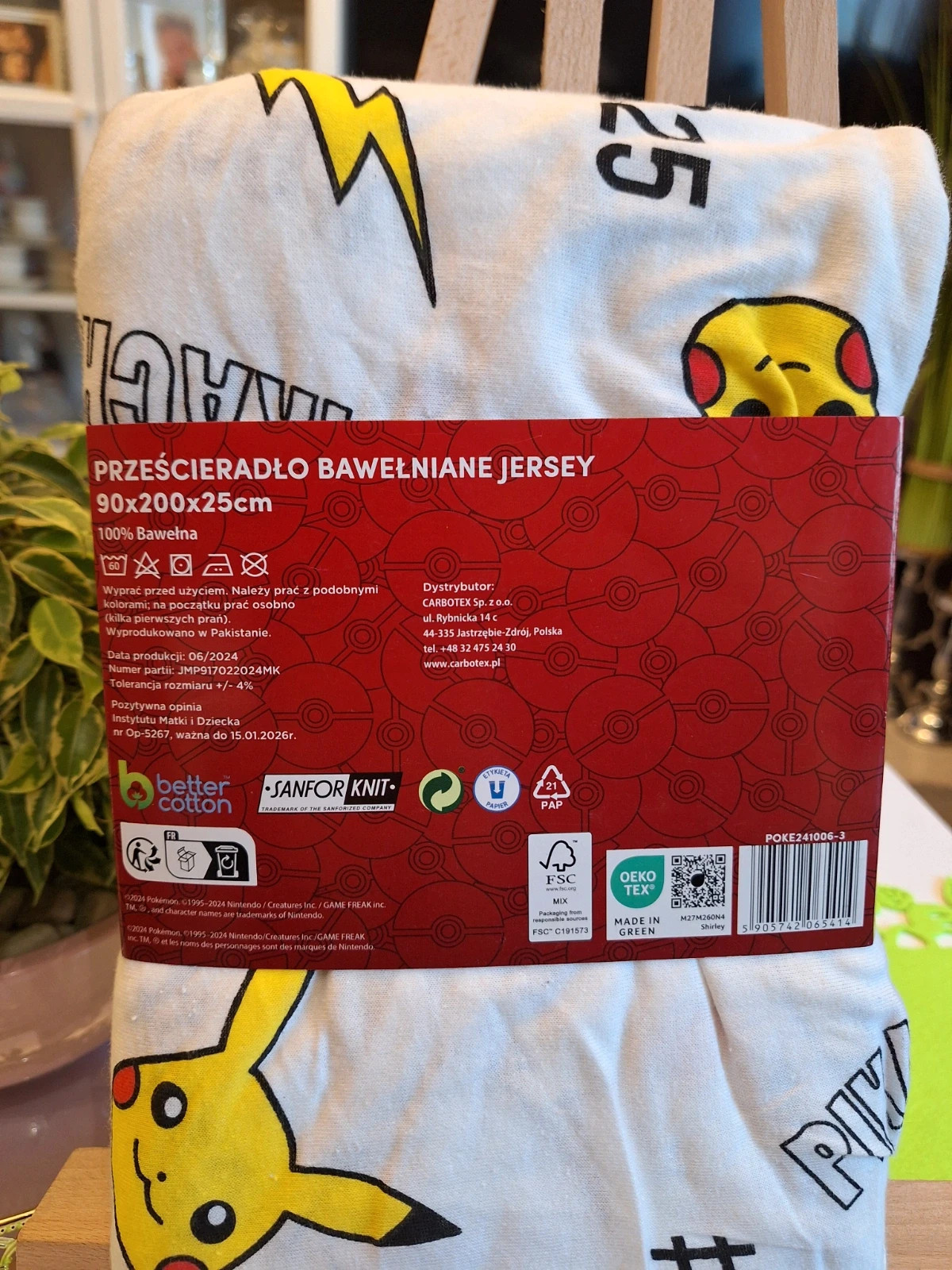 Prześcieradło bawełniane jersey 90x200x25