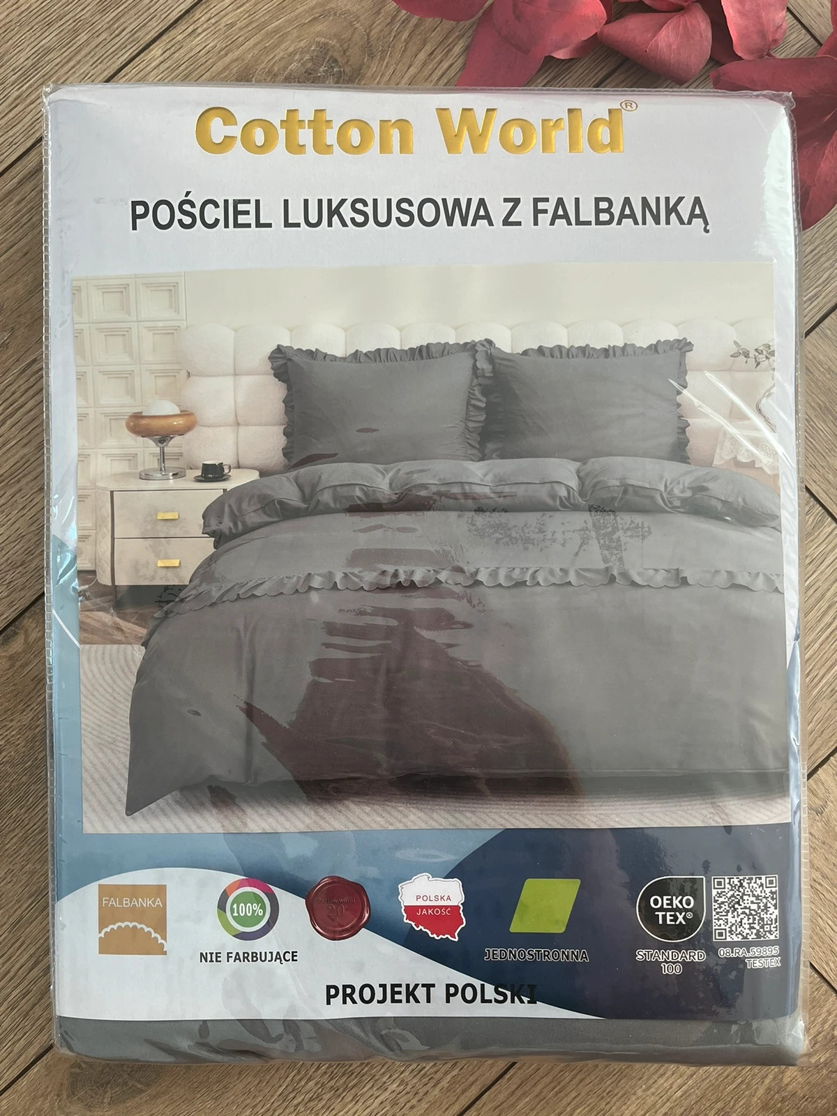 Pościel falbana falbanka ciemny szary szarość 160x200