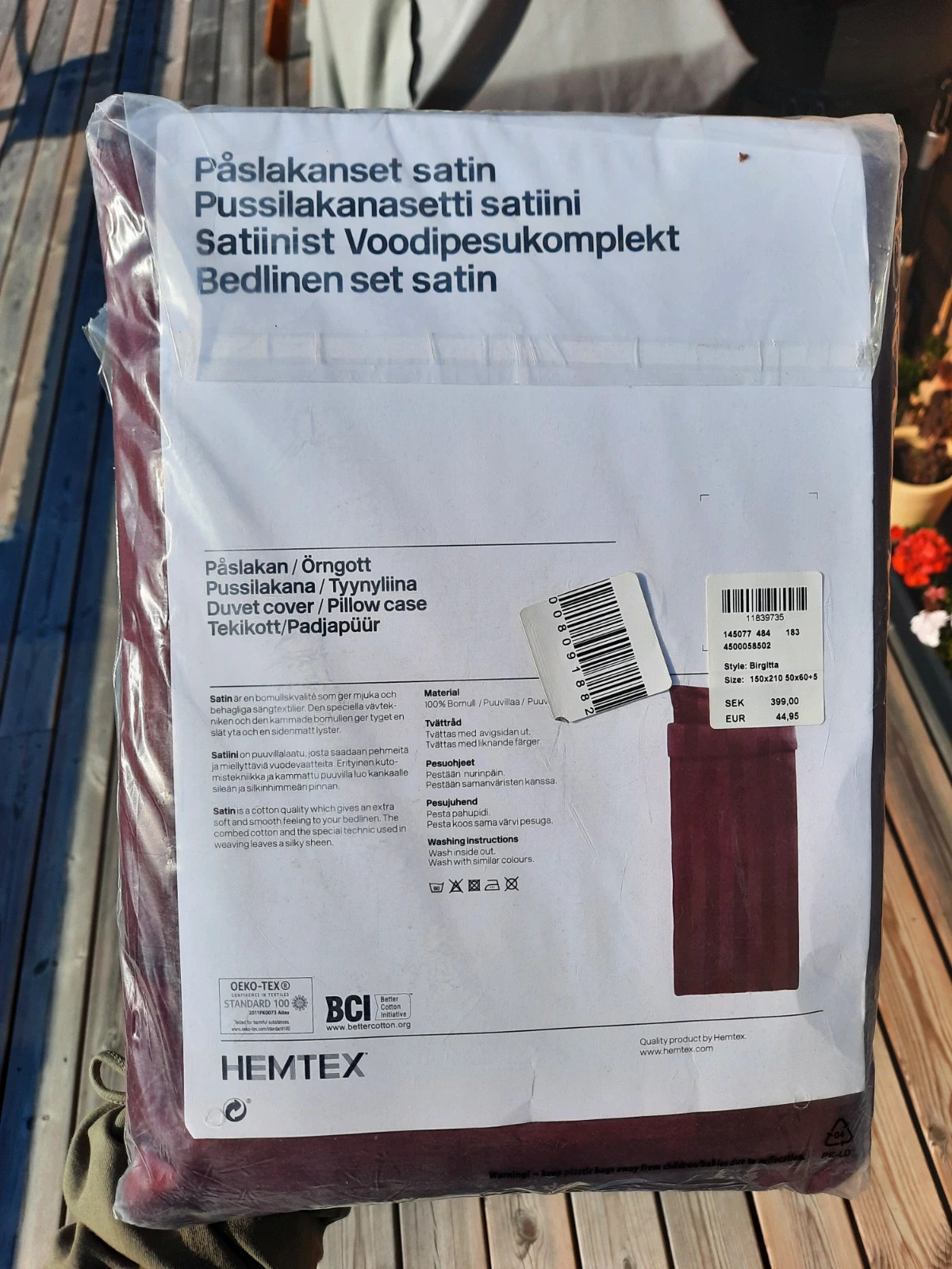 Hemtex påslakanset satin