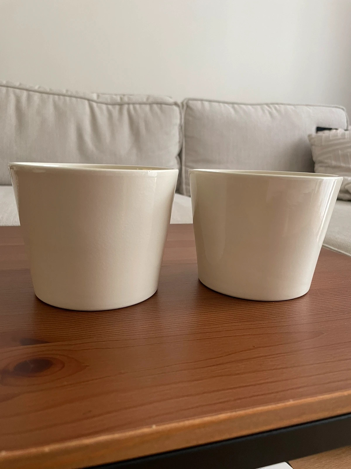 2x Doniczka osłonka ceramiczna śr 12 cm krem Nowa